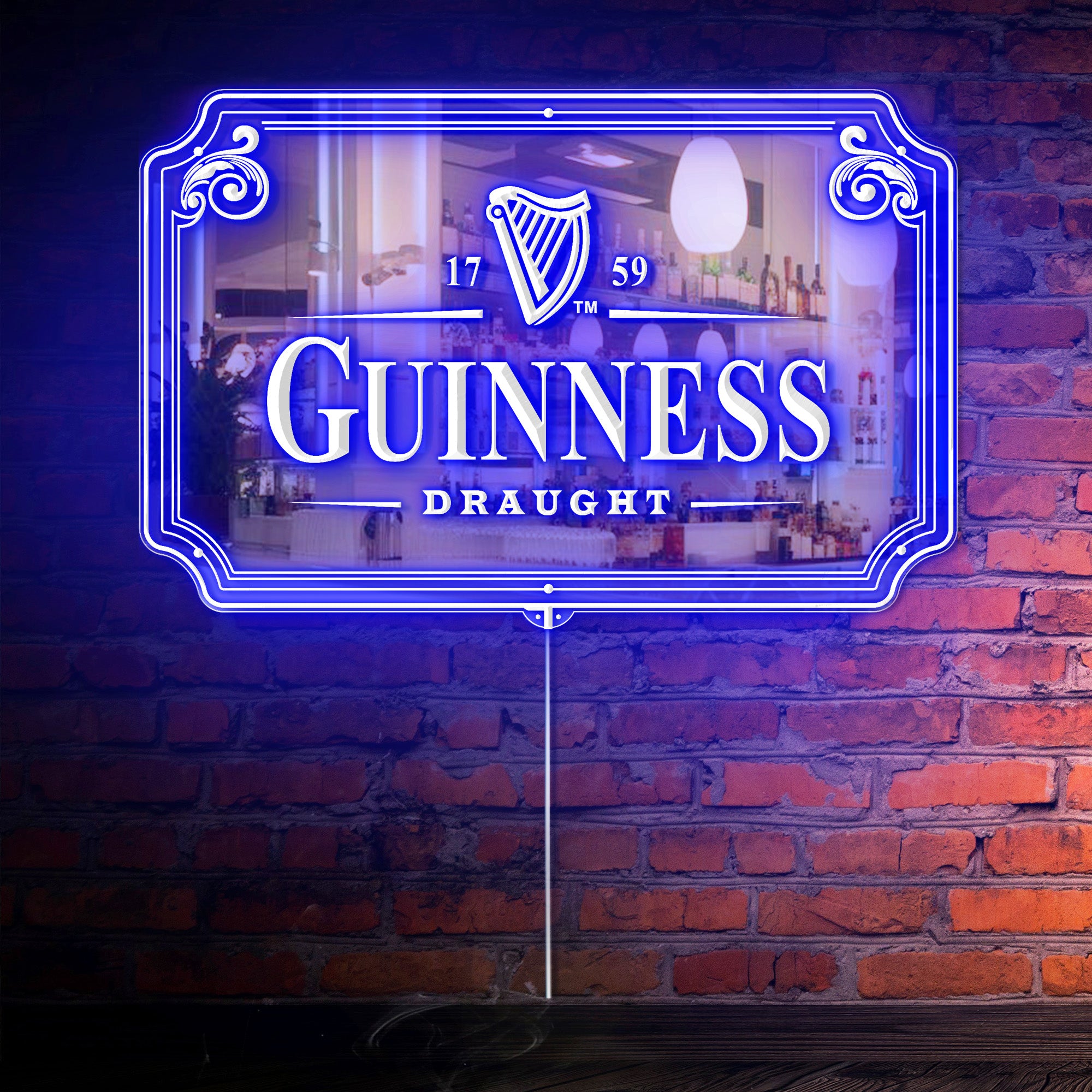 Guinness Daught RGB LED Neon Sign with Elegant Mirror Backing