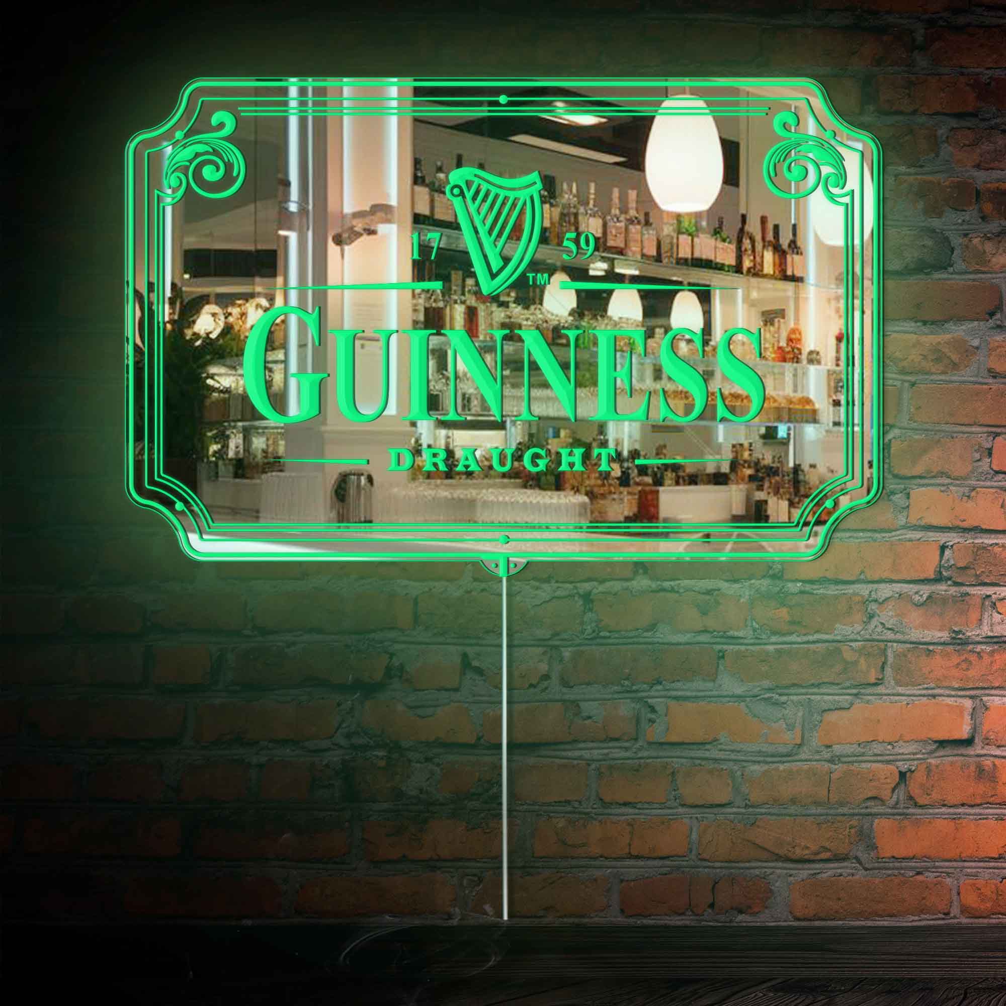 Guinness Daught RGB LED Neon Sign with Elegant Mirror Backing