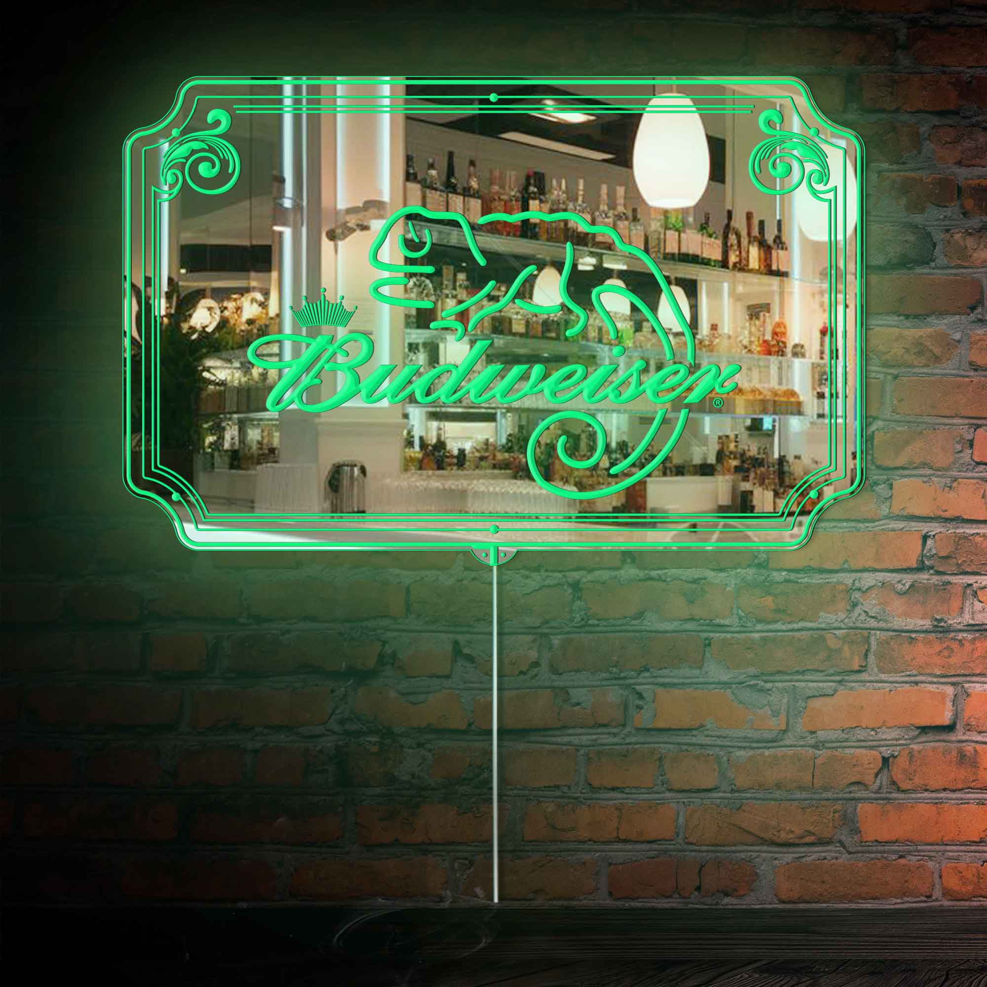Led Lizaed Budweiser Lizard RGB LED Neon Sign with Elegant Mirror Backing | ledlabcave