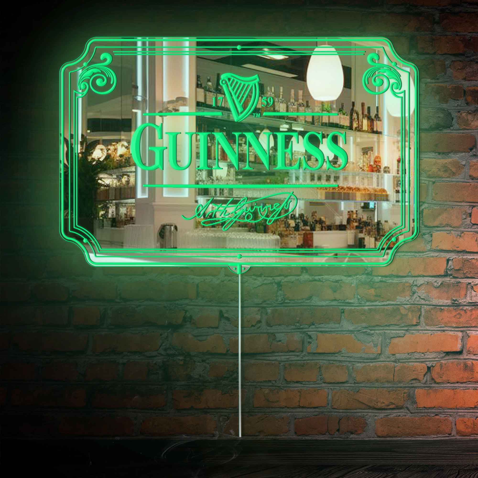 Guinness Daught RGB LED Neon Sign with Elegant Mirror Backing