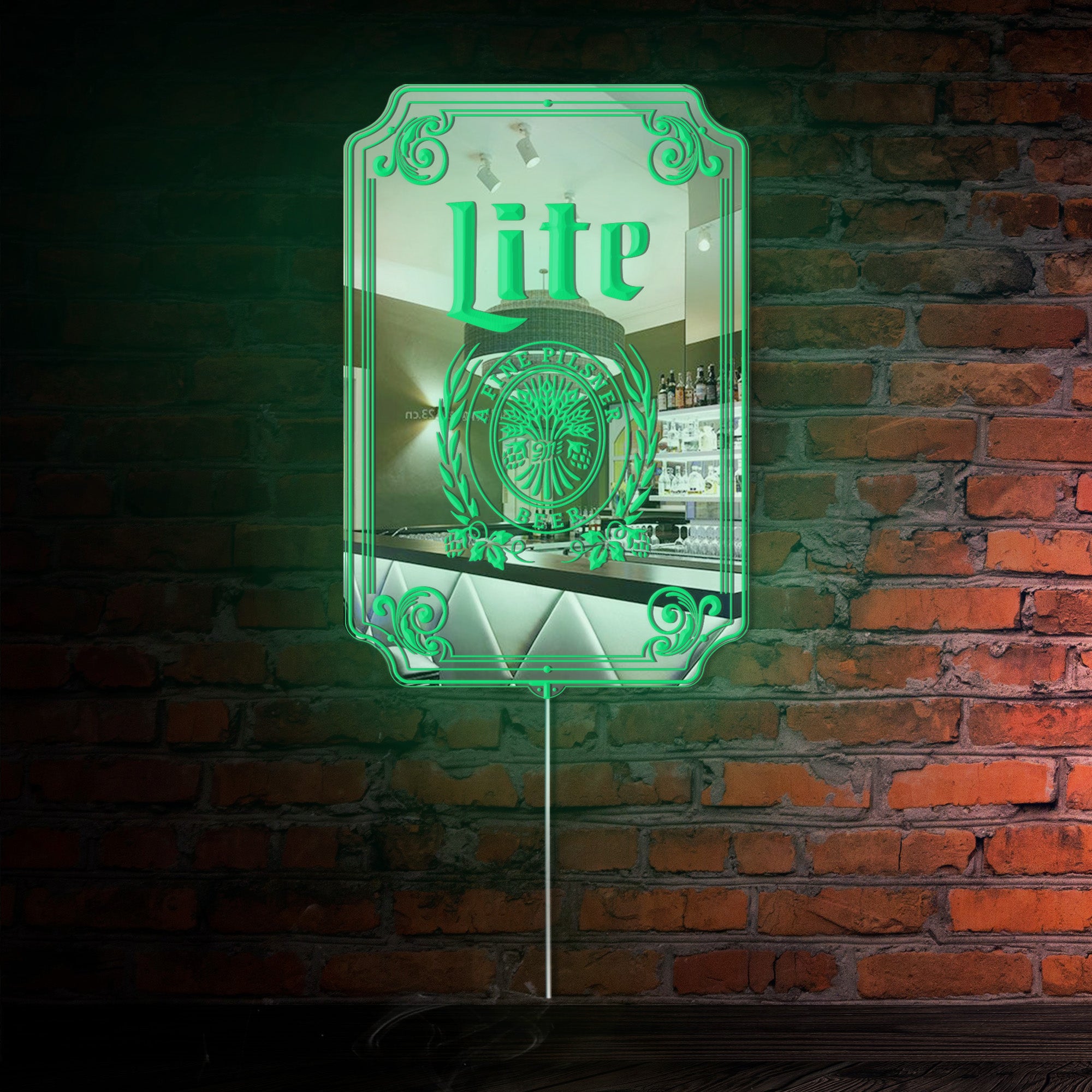 Miller Lite RGB LED Neon Sign with Elegant Mirror Backing