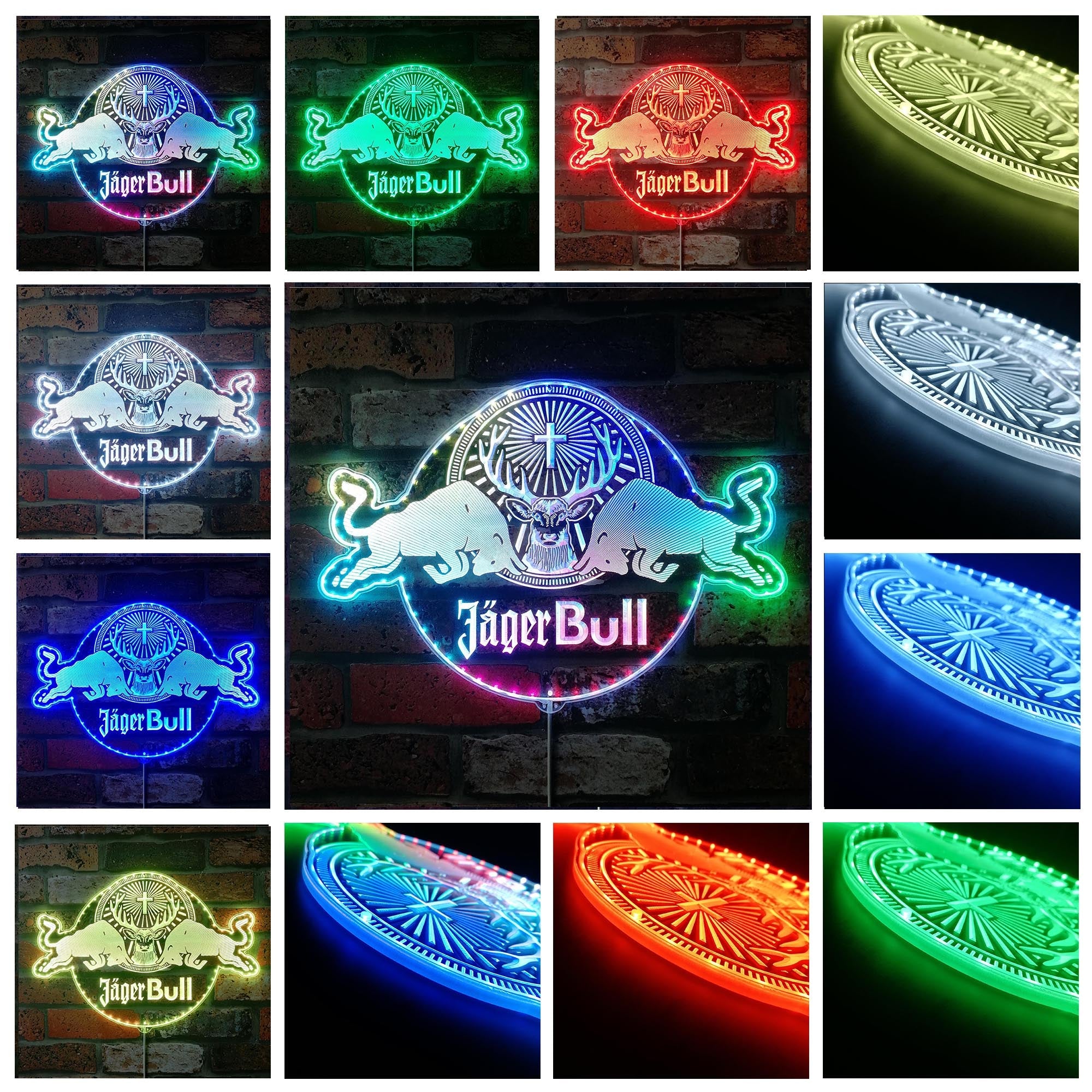 Jager Red Bull Dynamic RGB Edge Lit LED Sign