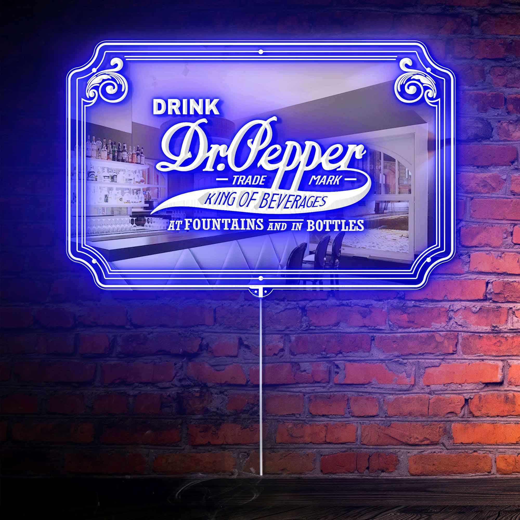 Dr Pepper RGB LED Neon Sign with Elegant Mirror Backing