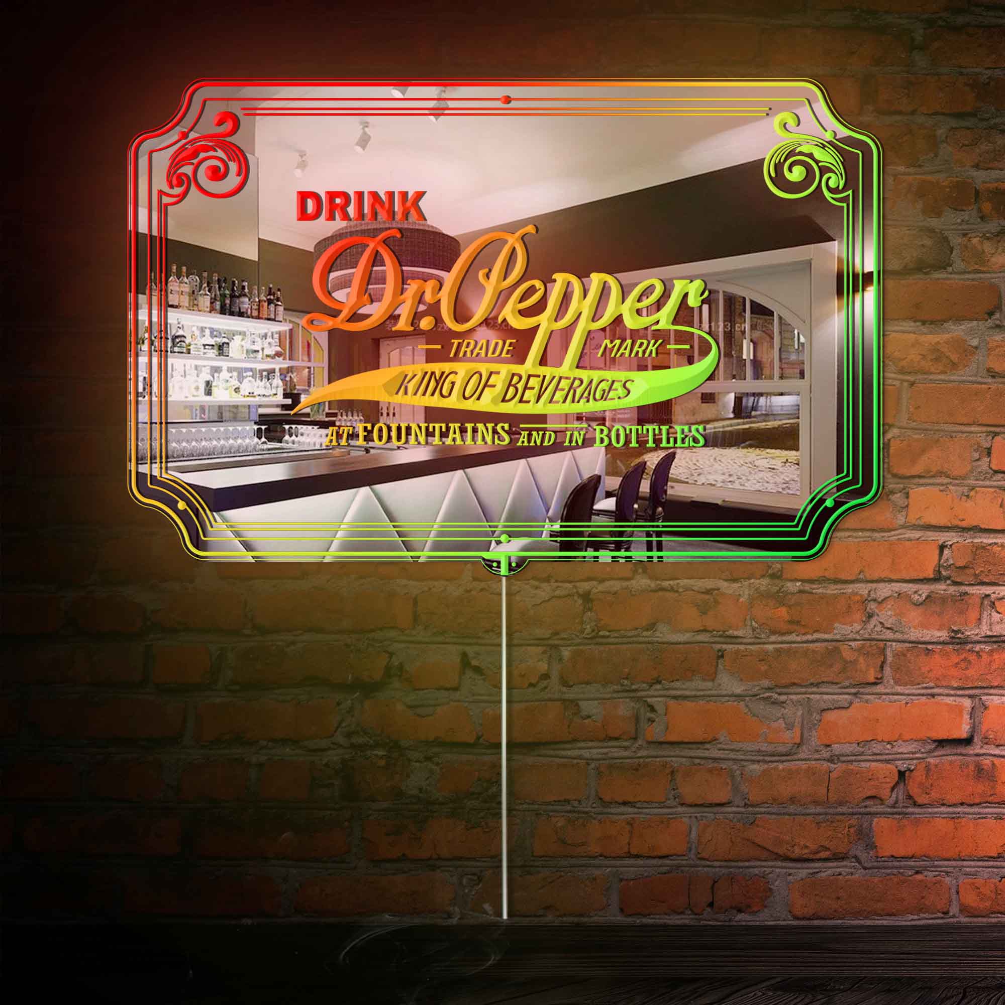 Dr Pepper RGB LED Neon Sign with Elegant Mirror Backing