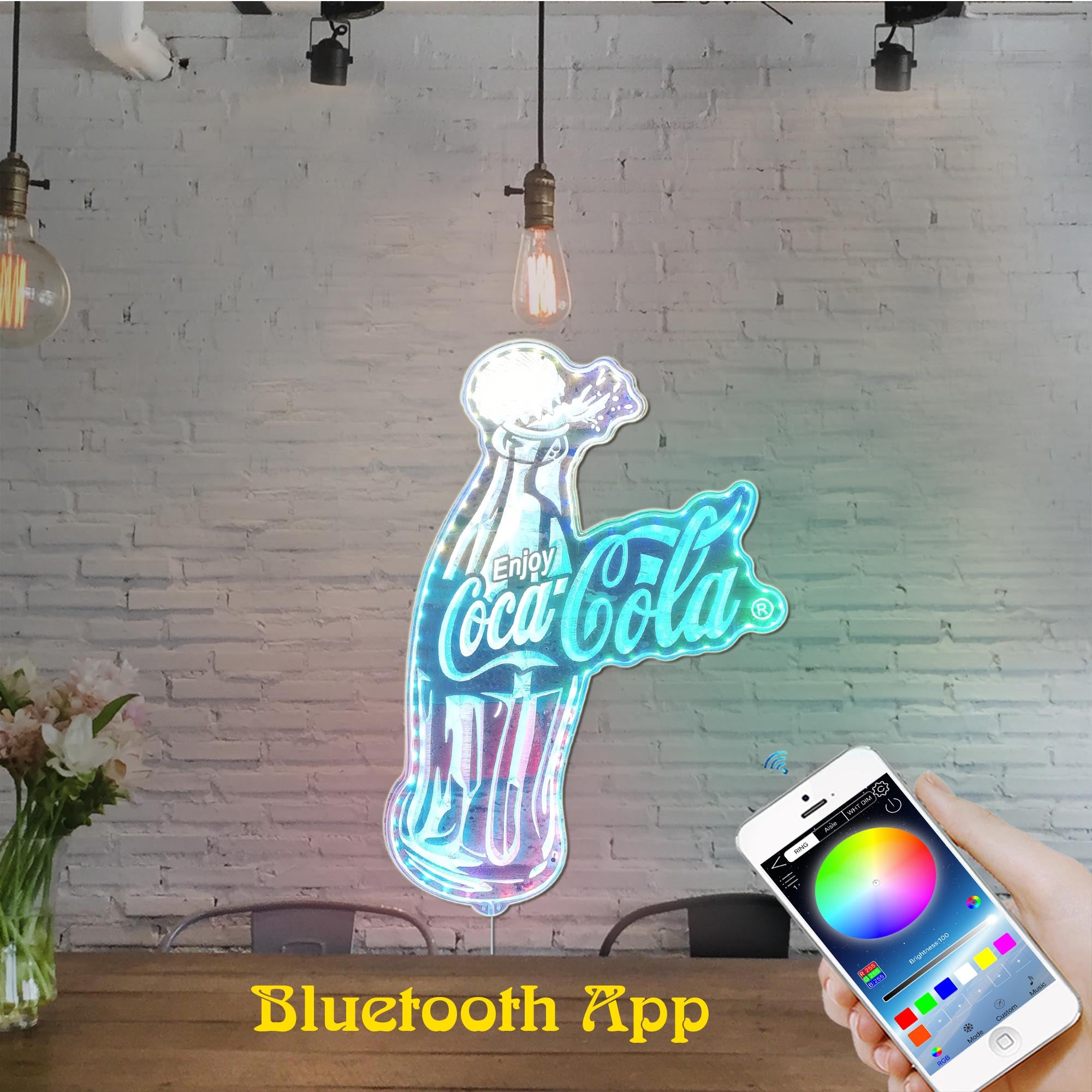 Coca Cola Coke Bottle Dynamic RGB Edge Lit LED Sign