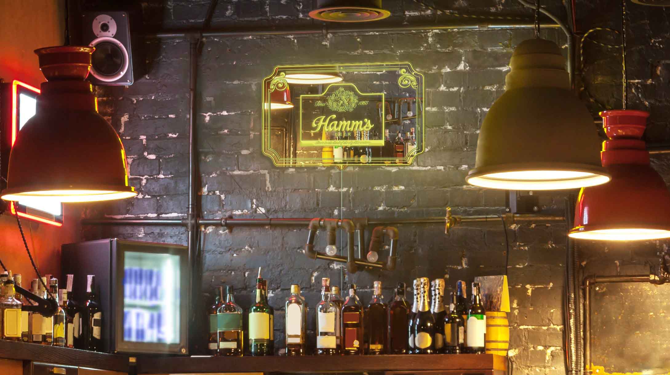 Hamms Beer RGB LED Neon Sign with Elegant Mirror Backing