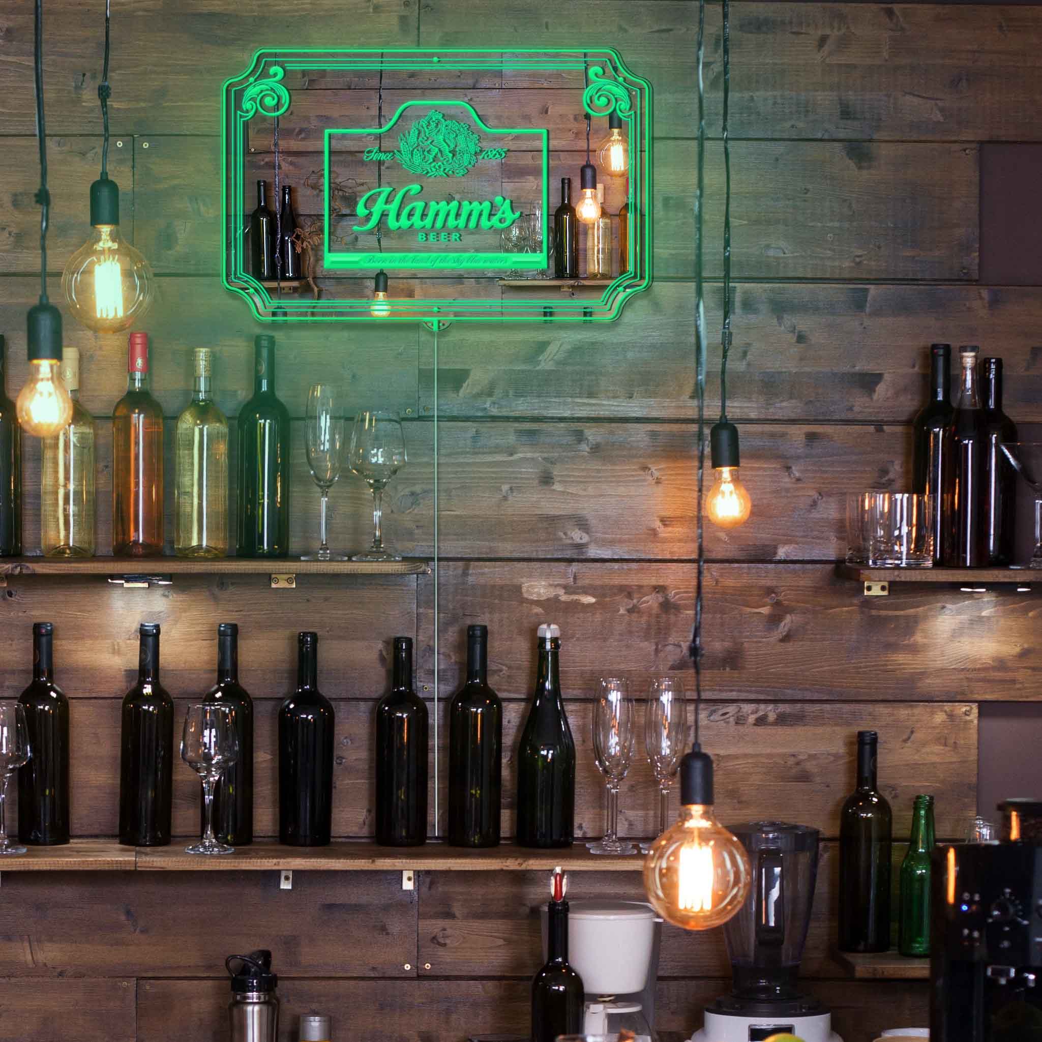 Hamms Beer RGB LED Neon Sign with Elegant Mirror Backing