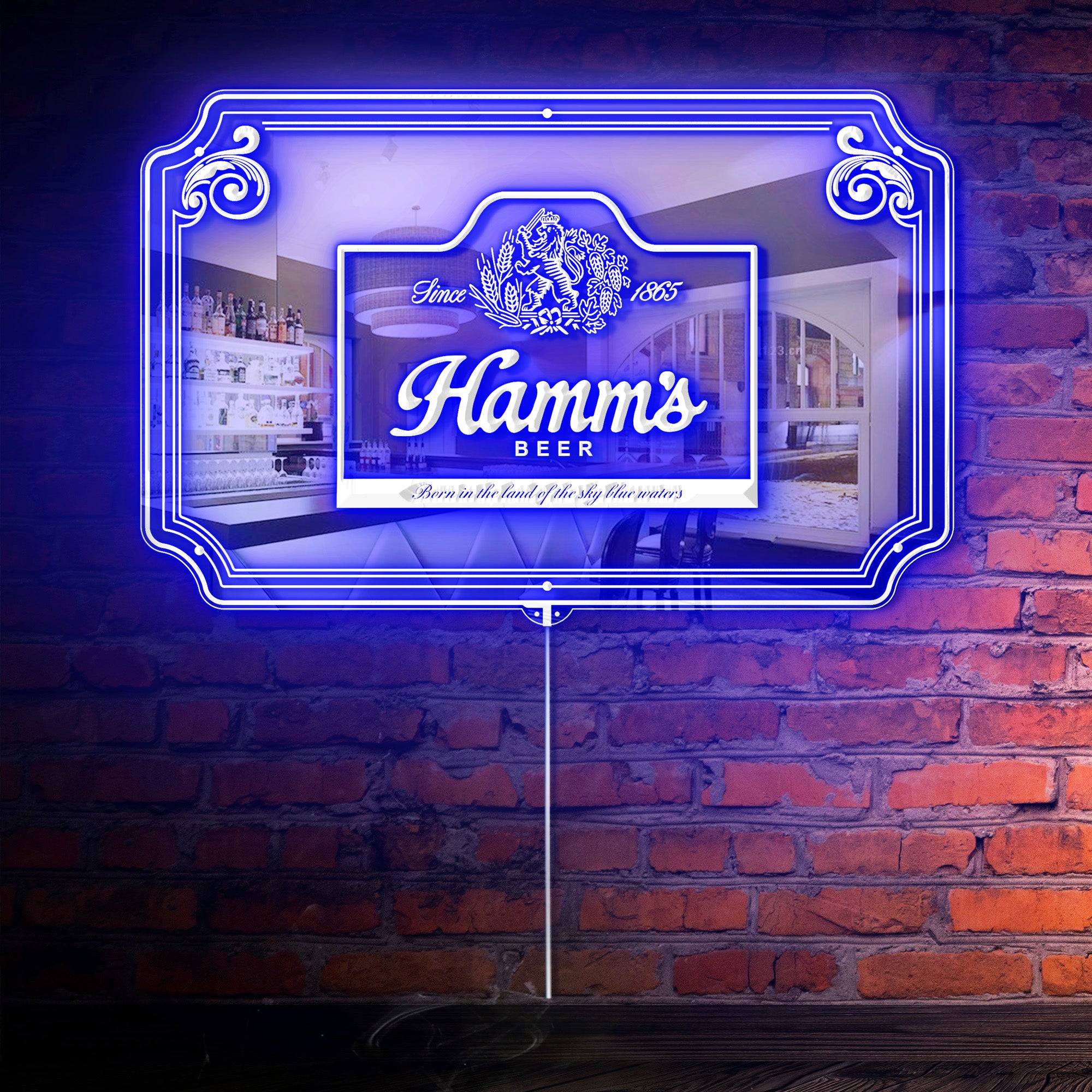 Hamms Beer RGB LED Neon Sign with Elegant Mirror Backing