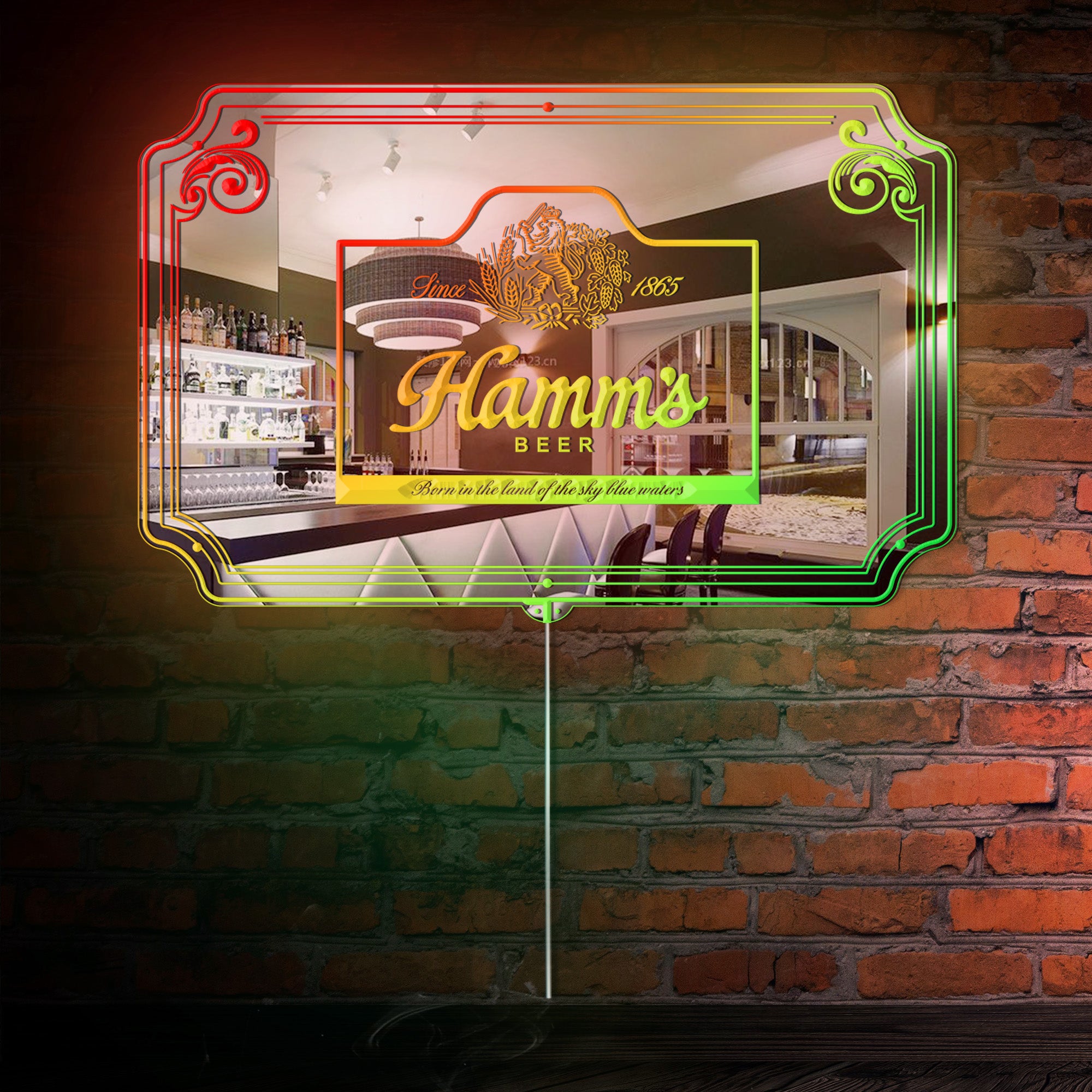 Hamms Beer RGB LED Neon Sign with Elegant Mirror Backing