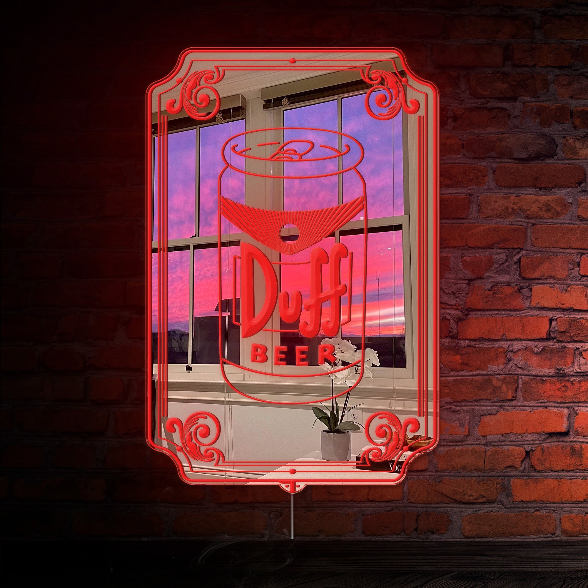 duf beer RGB LED Neon Sign with Elegant Mirror Backing | PROLEDSIGN