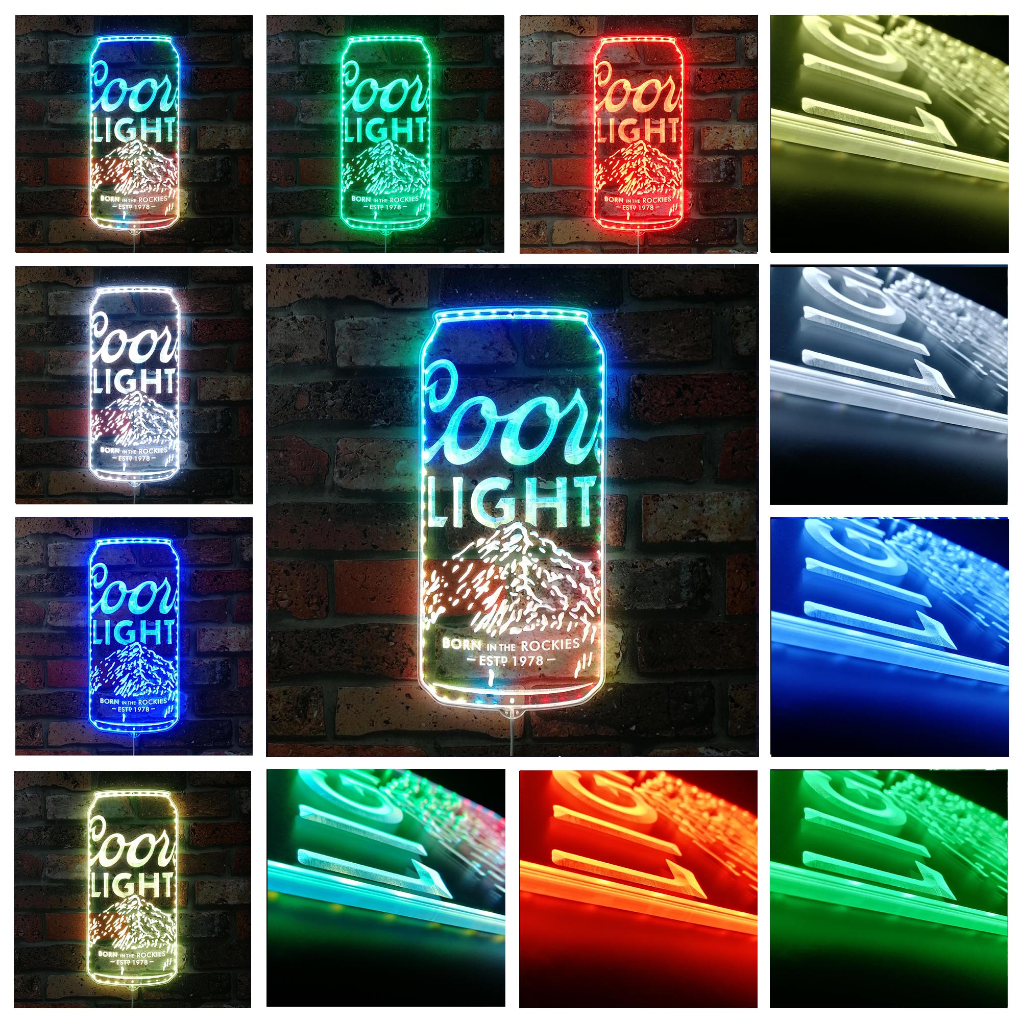 Coors Light Beer Can Dynamic RGB Edge Lit LED Sign