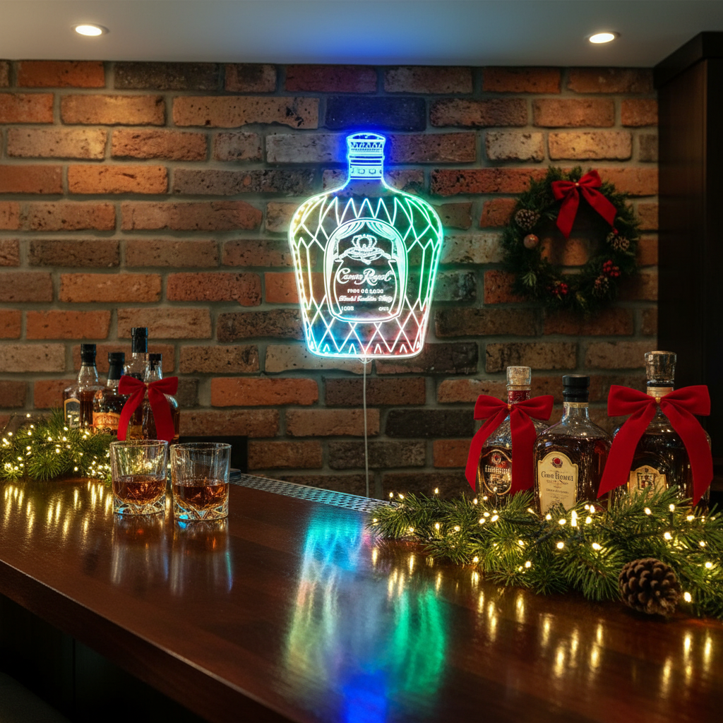Crown Royal Bottle Neon RGB Edge Lit LED Sign