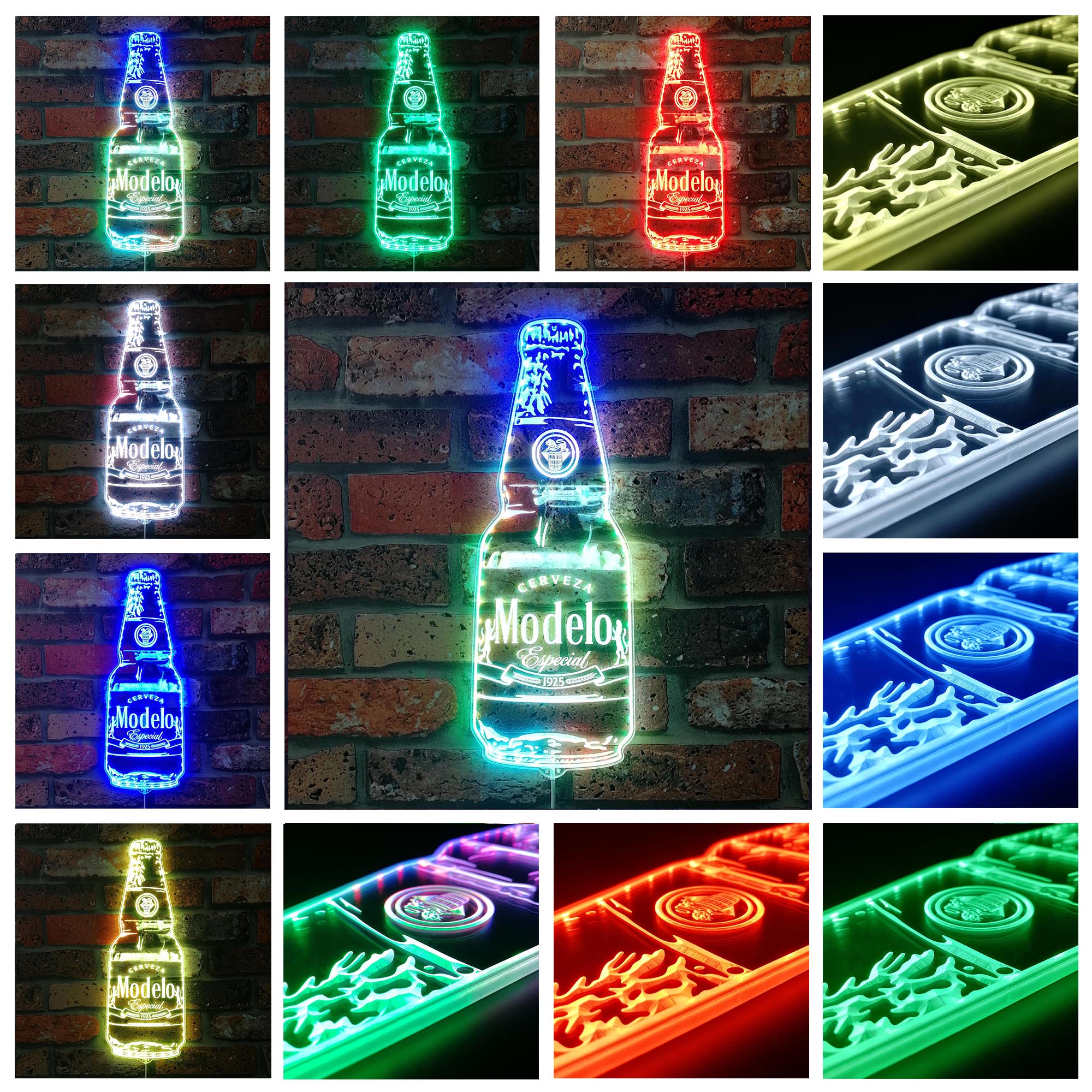 Modelo Cerveza Bottle Dynamic RGB Edge Lit LED Sign