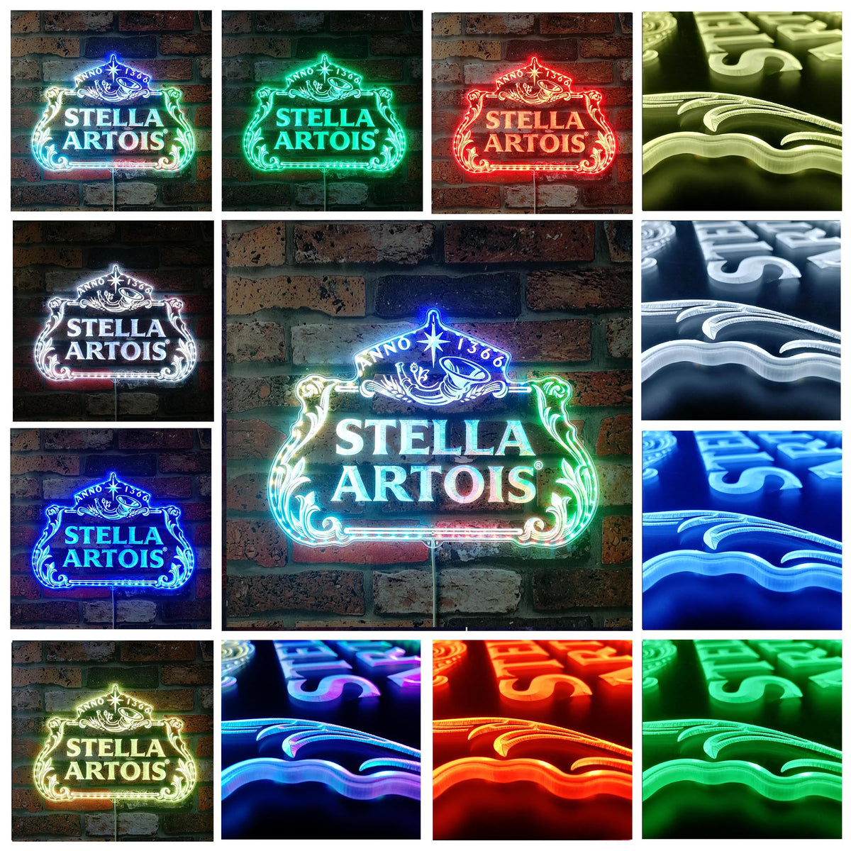 Stellar Artois Dynamic RGB Edge Lit LED Sign | LED LAB CAVE