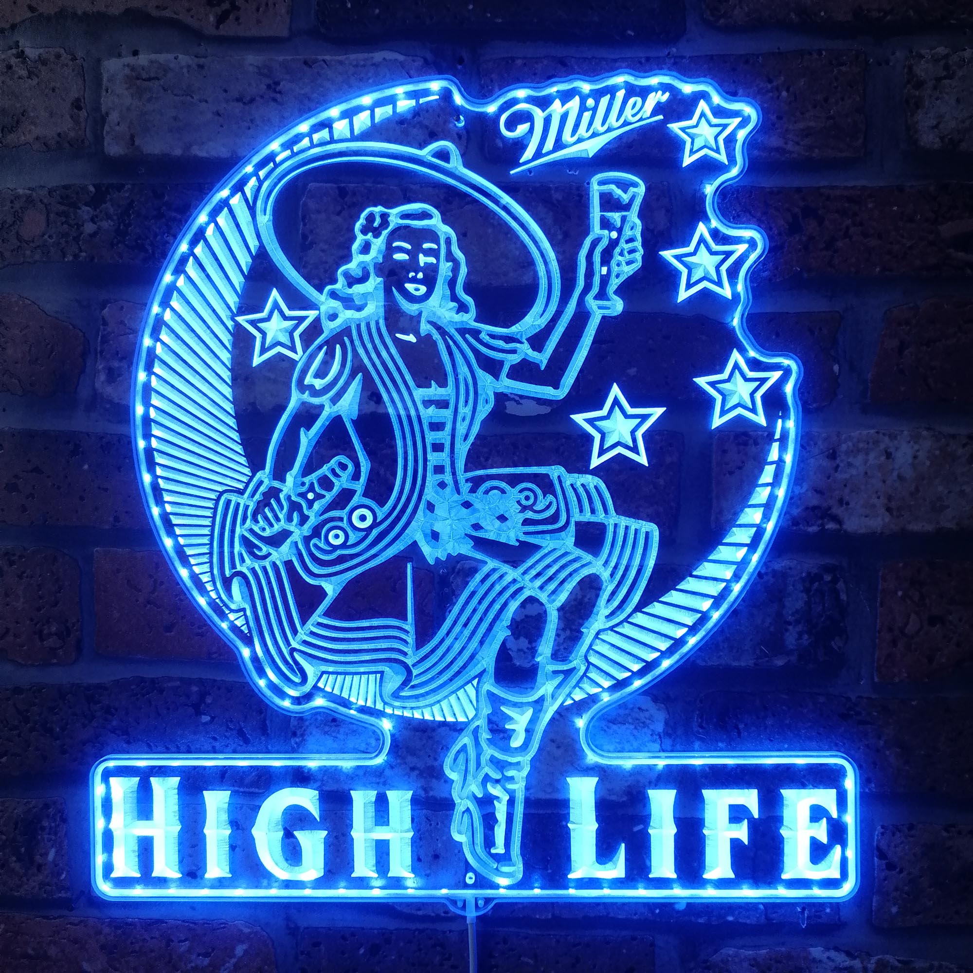Miller High Life Lady Dynamic RGB Edge Lit LED Sign