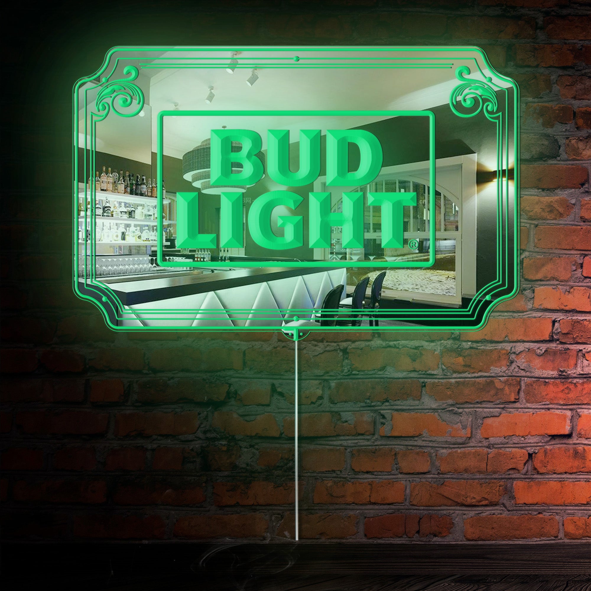 Bud Light RGB LED Neon Sign with Elegant Mirror Backing