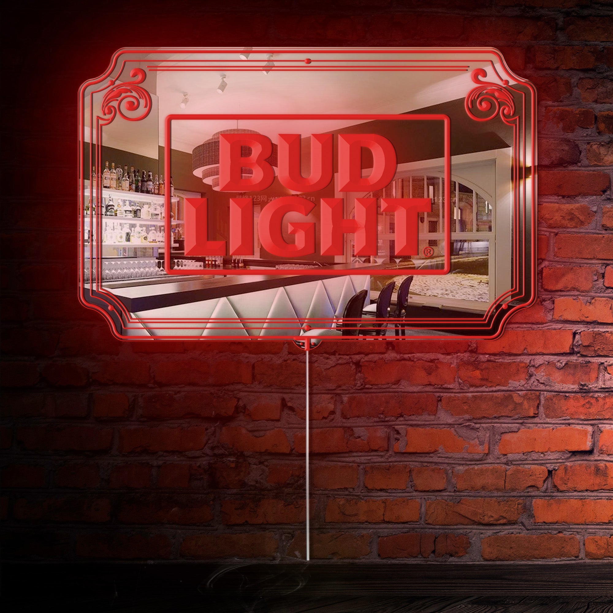 Bud Light RGB LED Neon Sign with Elegant Mirror Backing