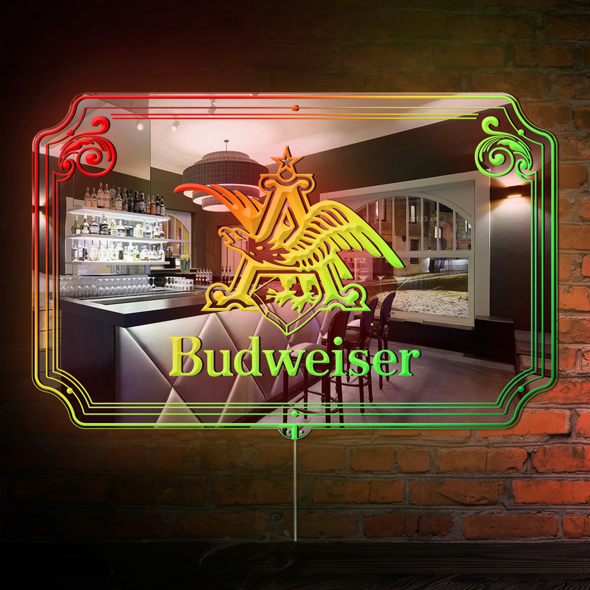 Budweiser Eagle RGB LED Neon Sign with Elegant Mirror Backing