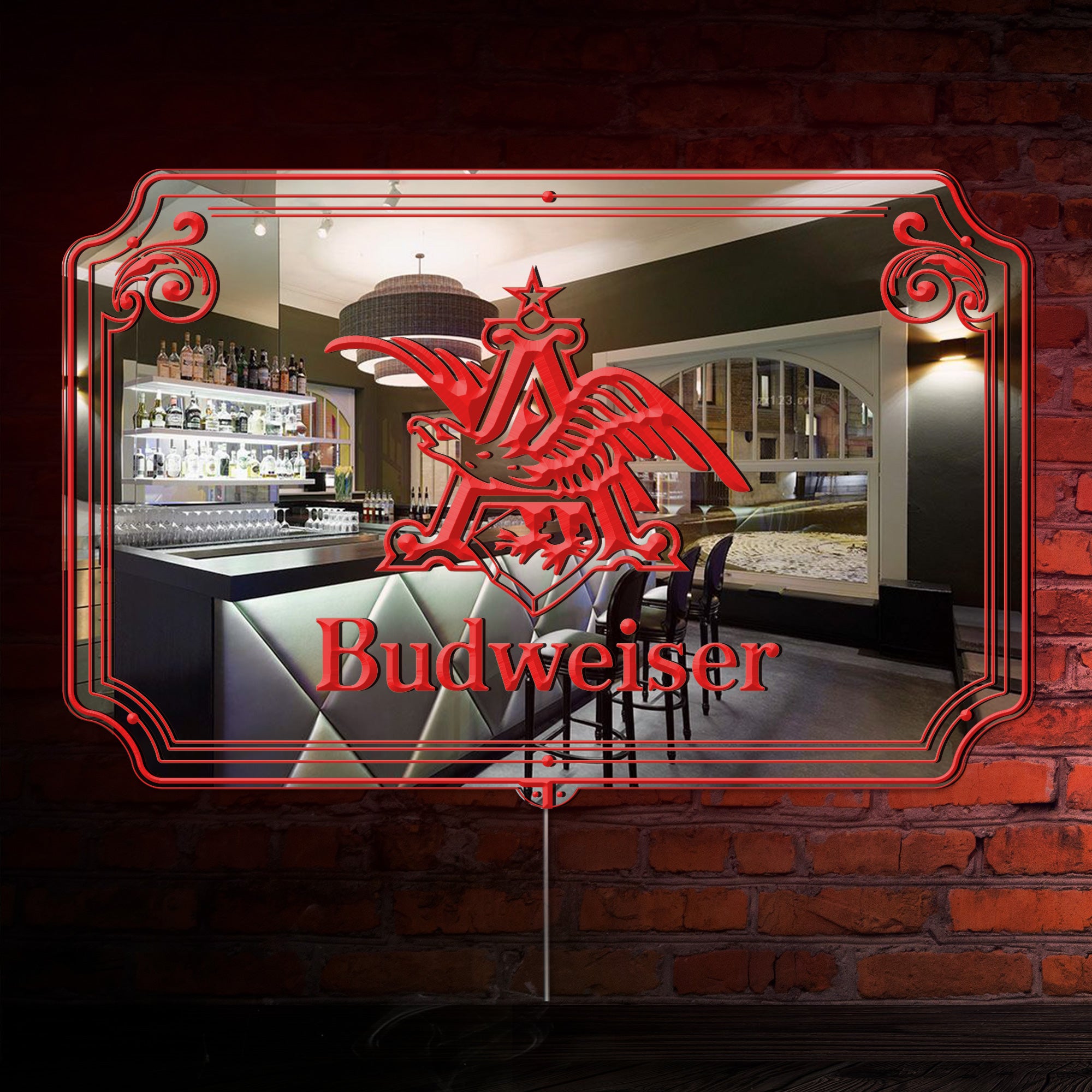 Budweiser Eagle RGB LED Neon Sign with Elegant Mirror Backing