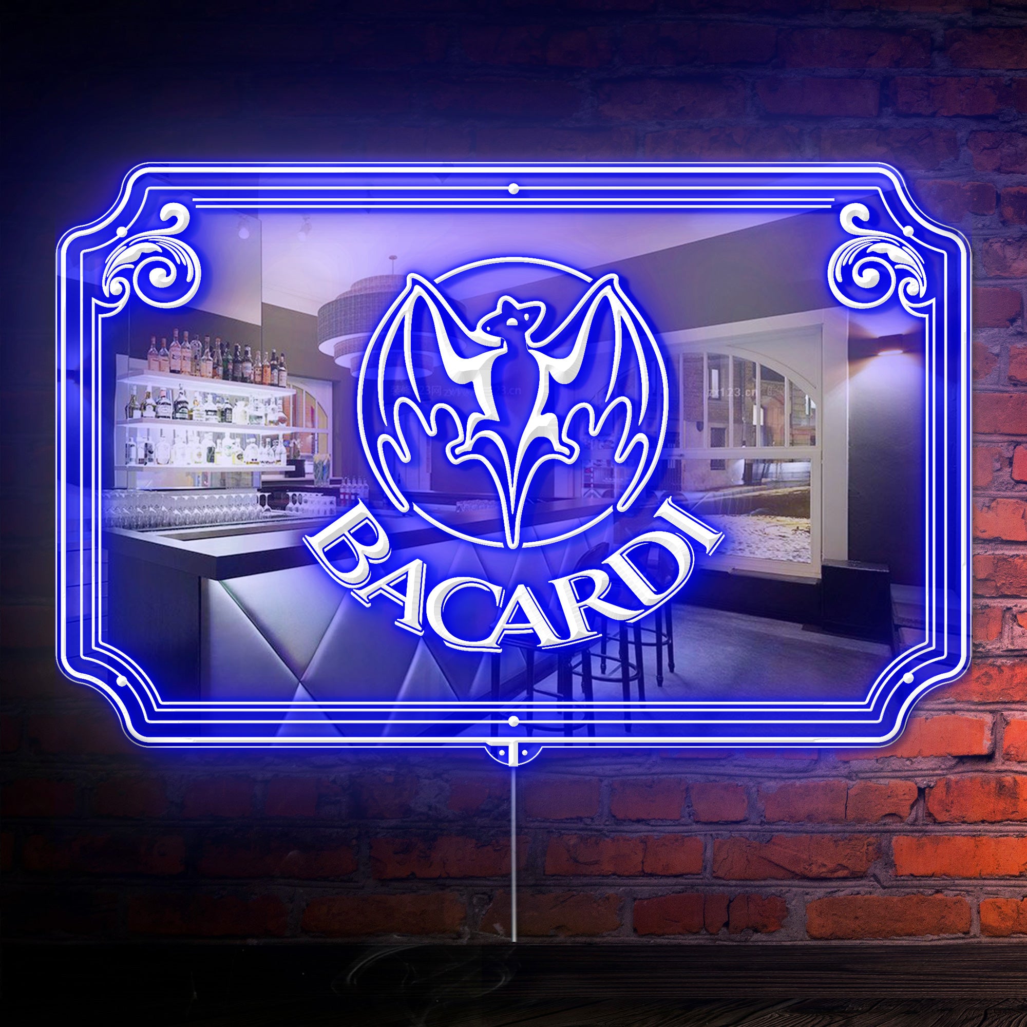 Bacardi RGB LED Neon Sign with Elegant Mirror Backing