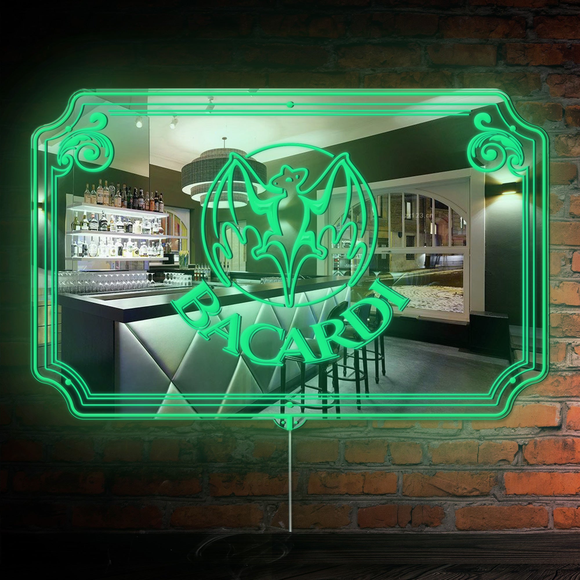 Bacardi RGB LED Neon Sign with Elegant Mirror Backing