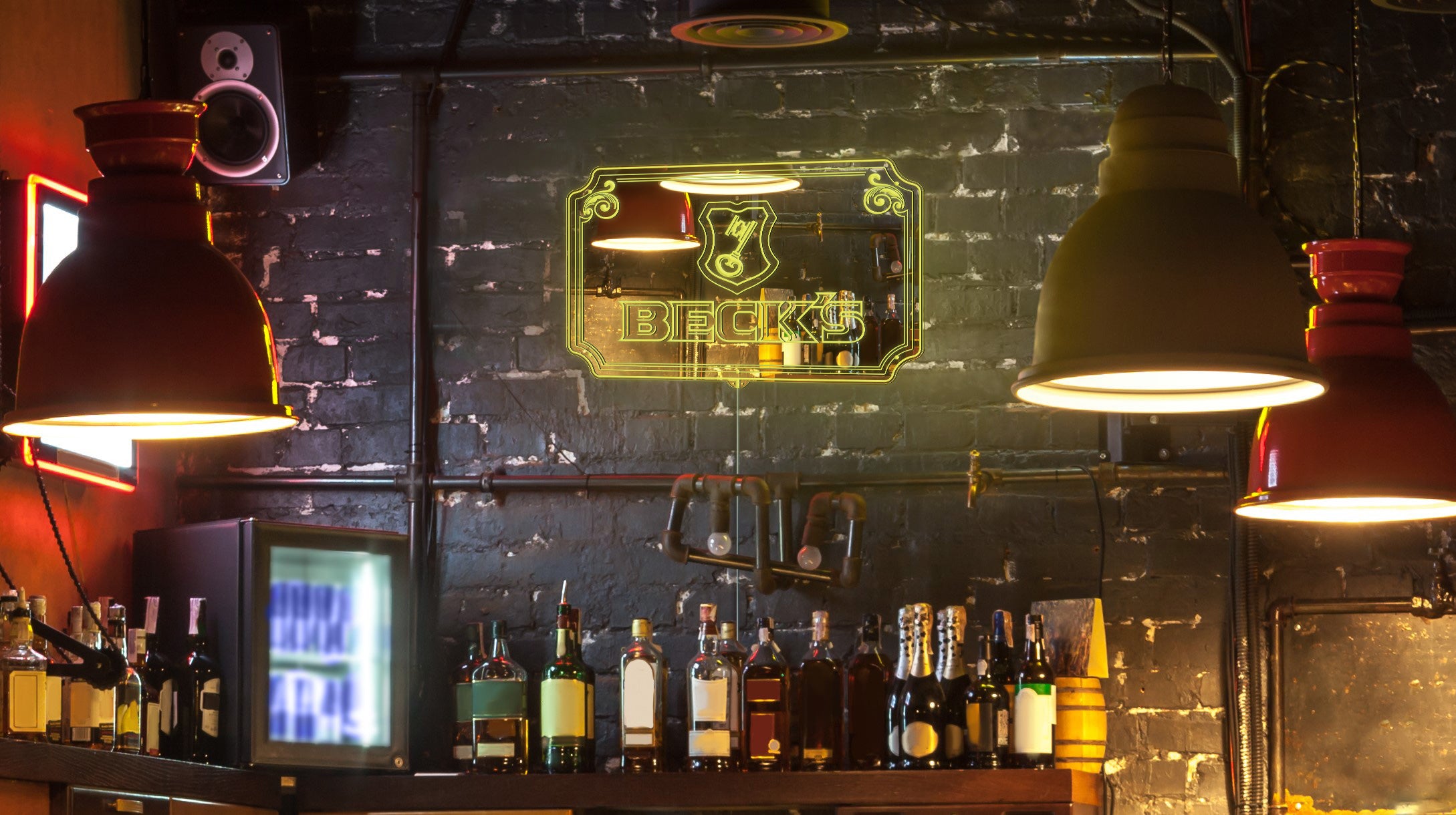 Beck's RGB LED Neon Sign with Elegant Mirror Backing