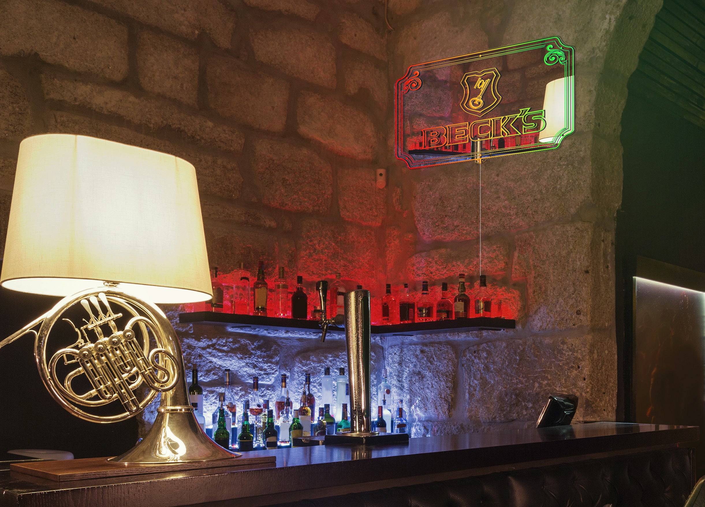 Beck's RGB LED Neon Sign with Elegant Mirror Backing