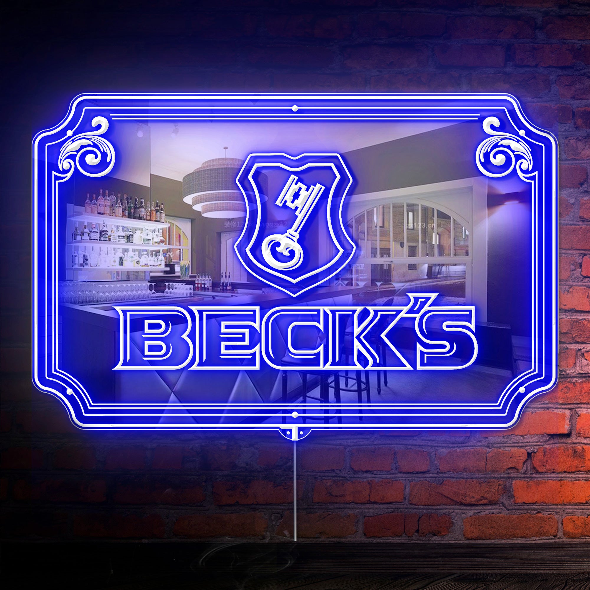 Beck's RGB LED Neon Sign with Elegant Mirror Backing