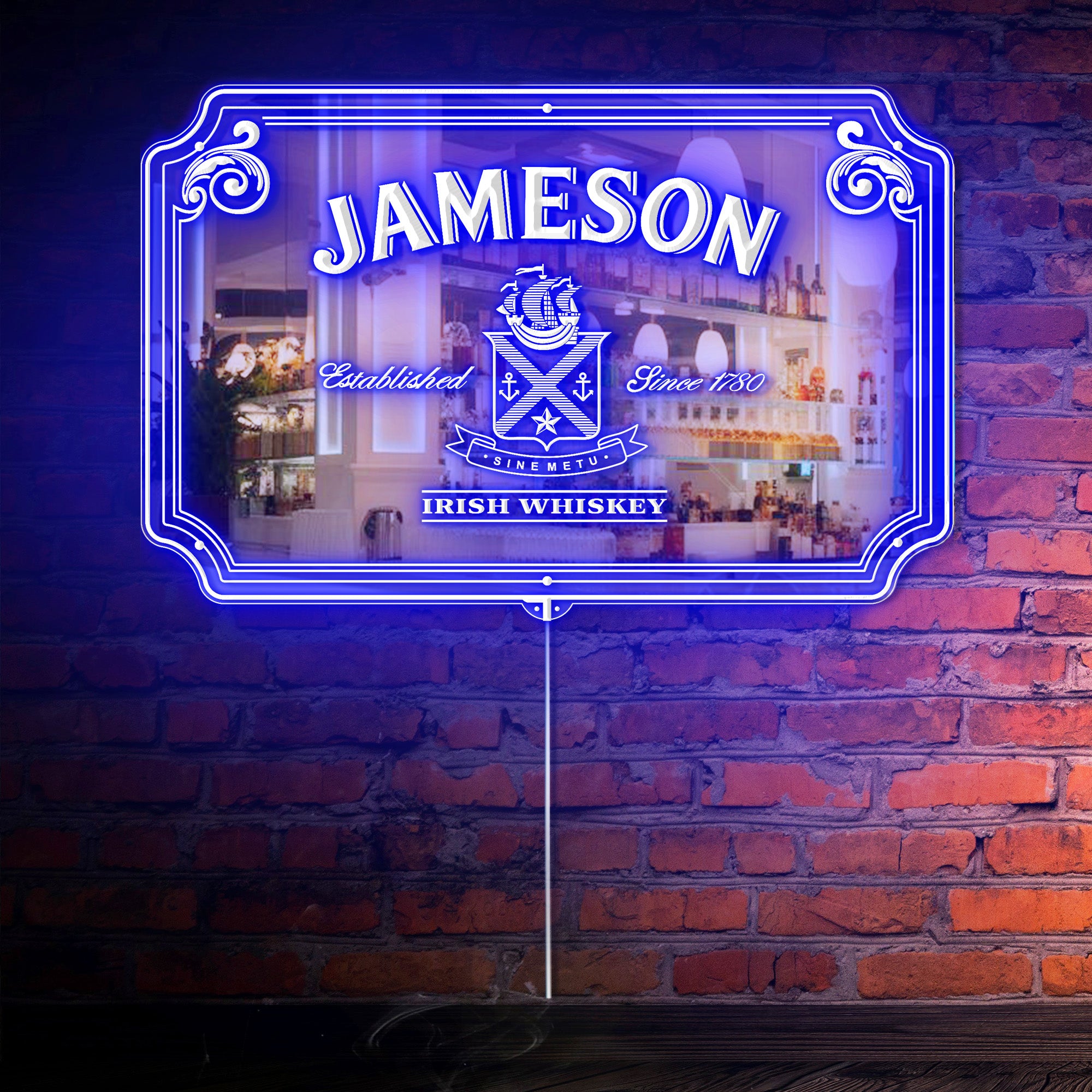 Jameson Irish Whiskey RGB LED Neon Sign with Elegant Mirror Backing