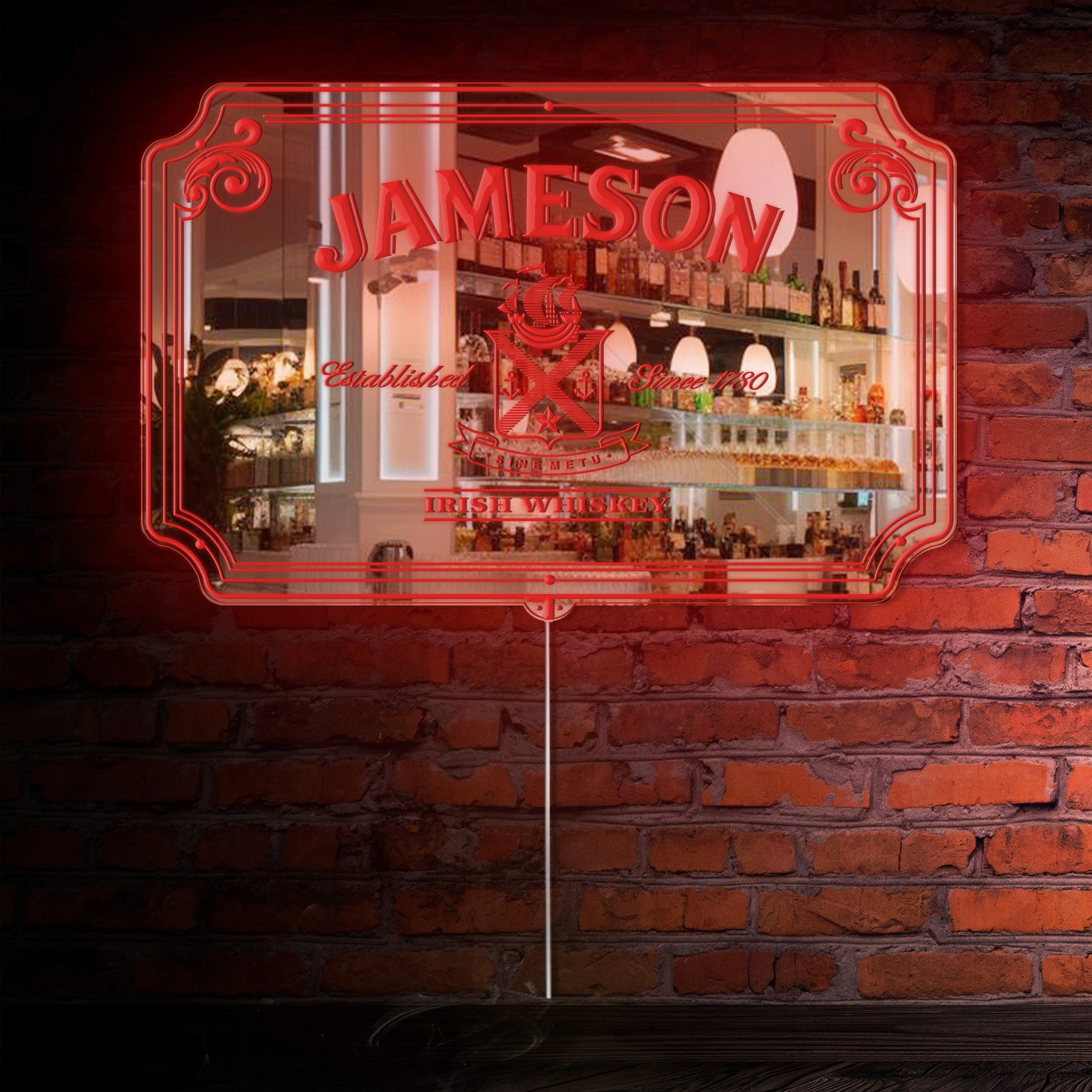 Jameson Irish Whiskey RGB LED Neon Sign with Elegant Mirror Backing