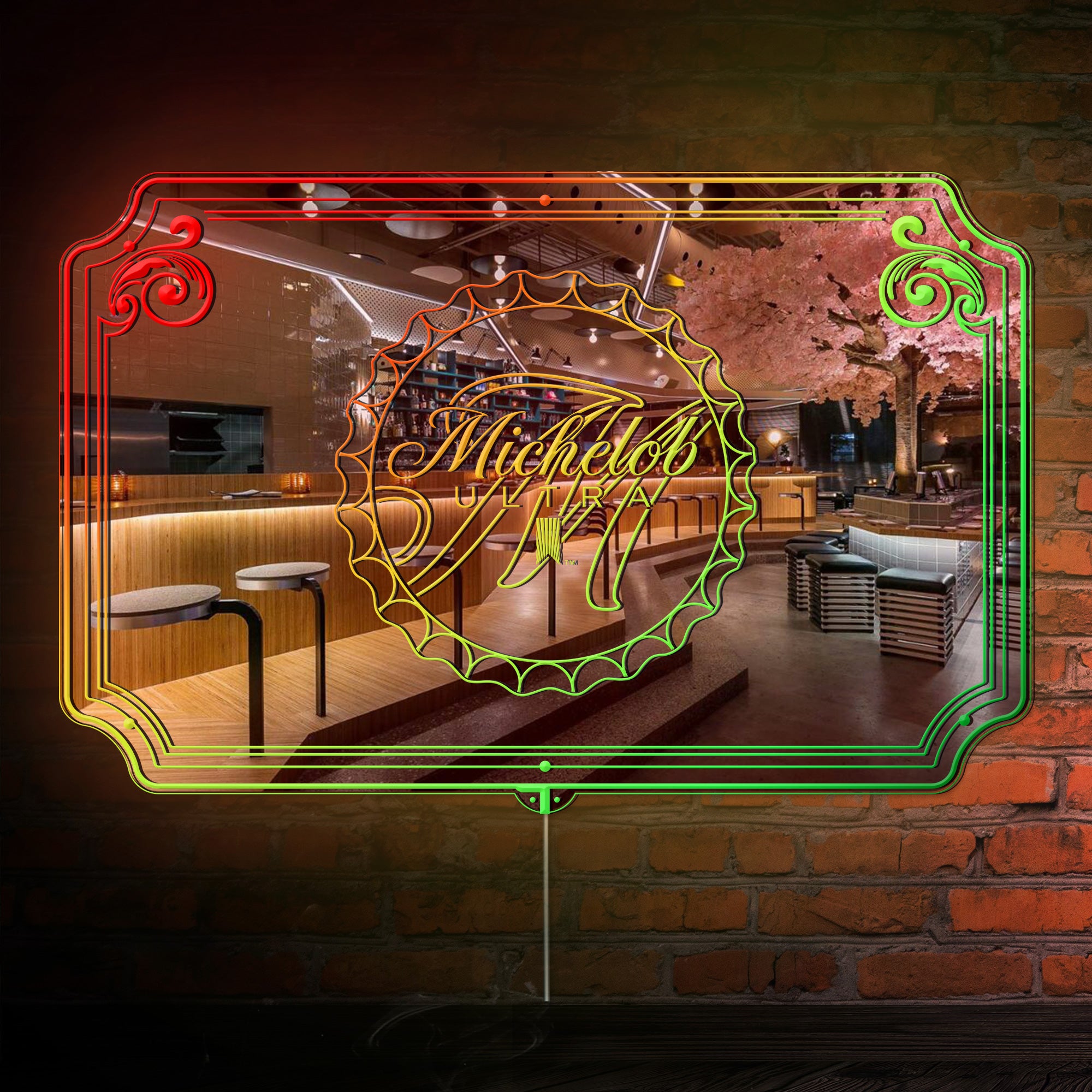 Michelob Ultra RGB LED Neon Sign with Elegant Mirror Backing