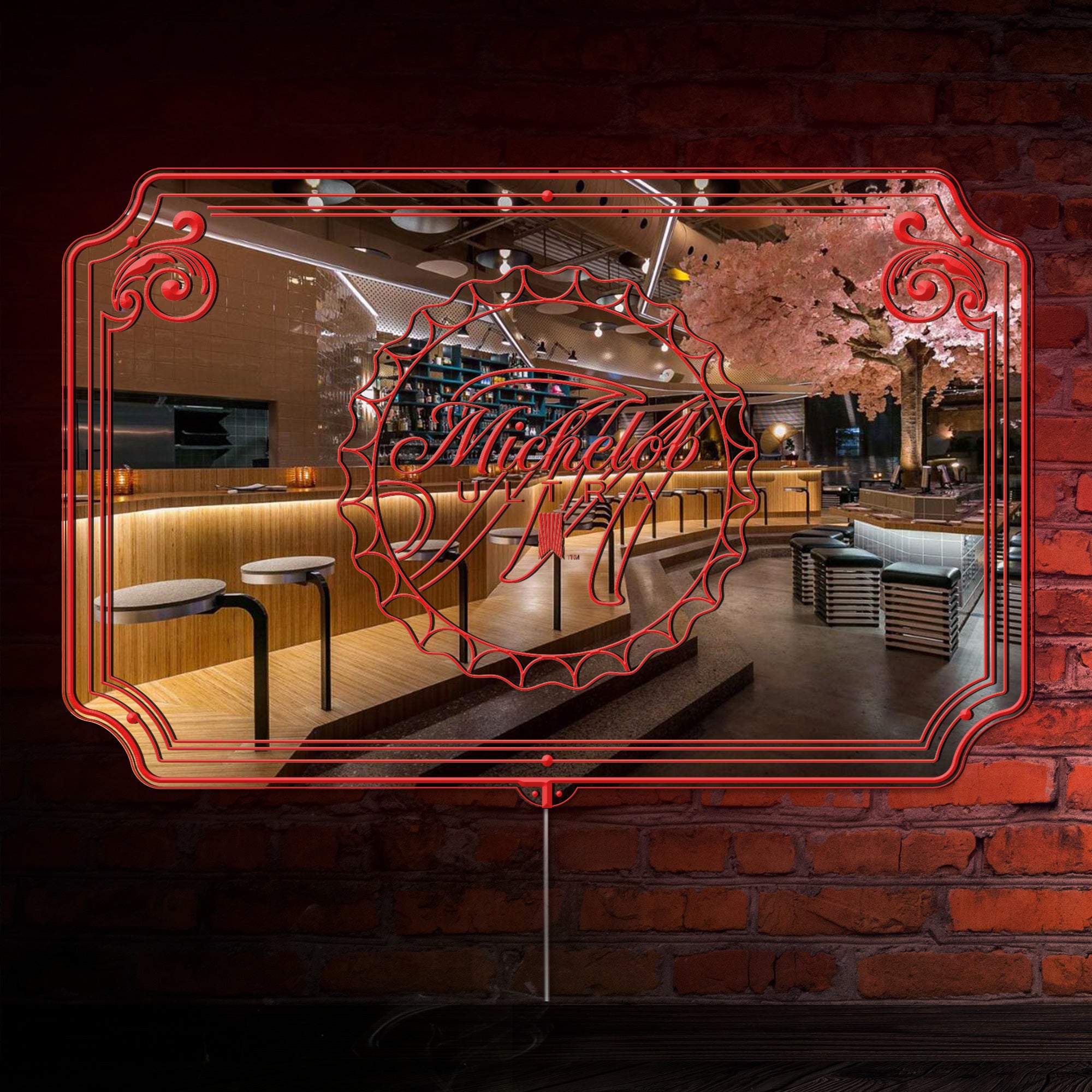 Michelob Ultra RGB LED Neon Sign with Elegant Mirror Backing