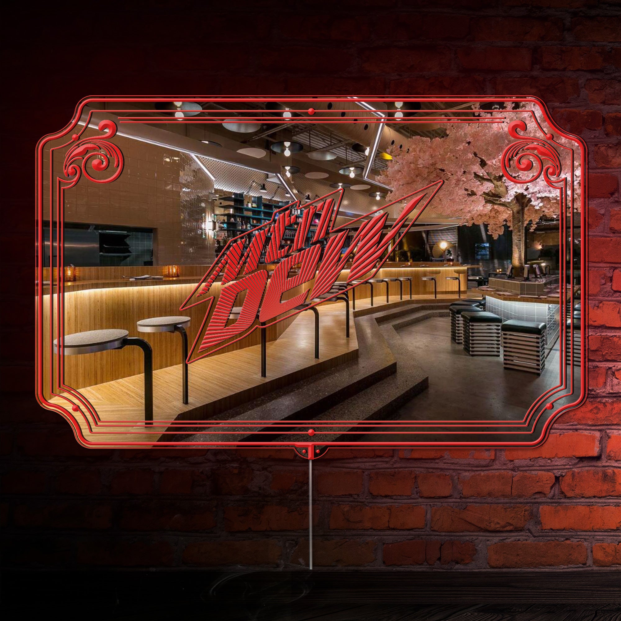 Led Sign Backing Mountain_Dew RGB LED Neon Sign with Elegant Mirror Backing | PROLEDSIGN