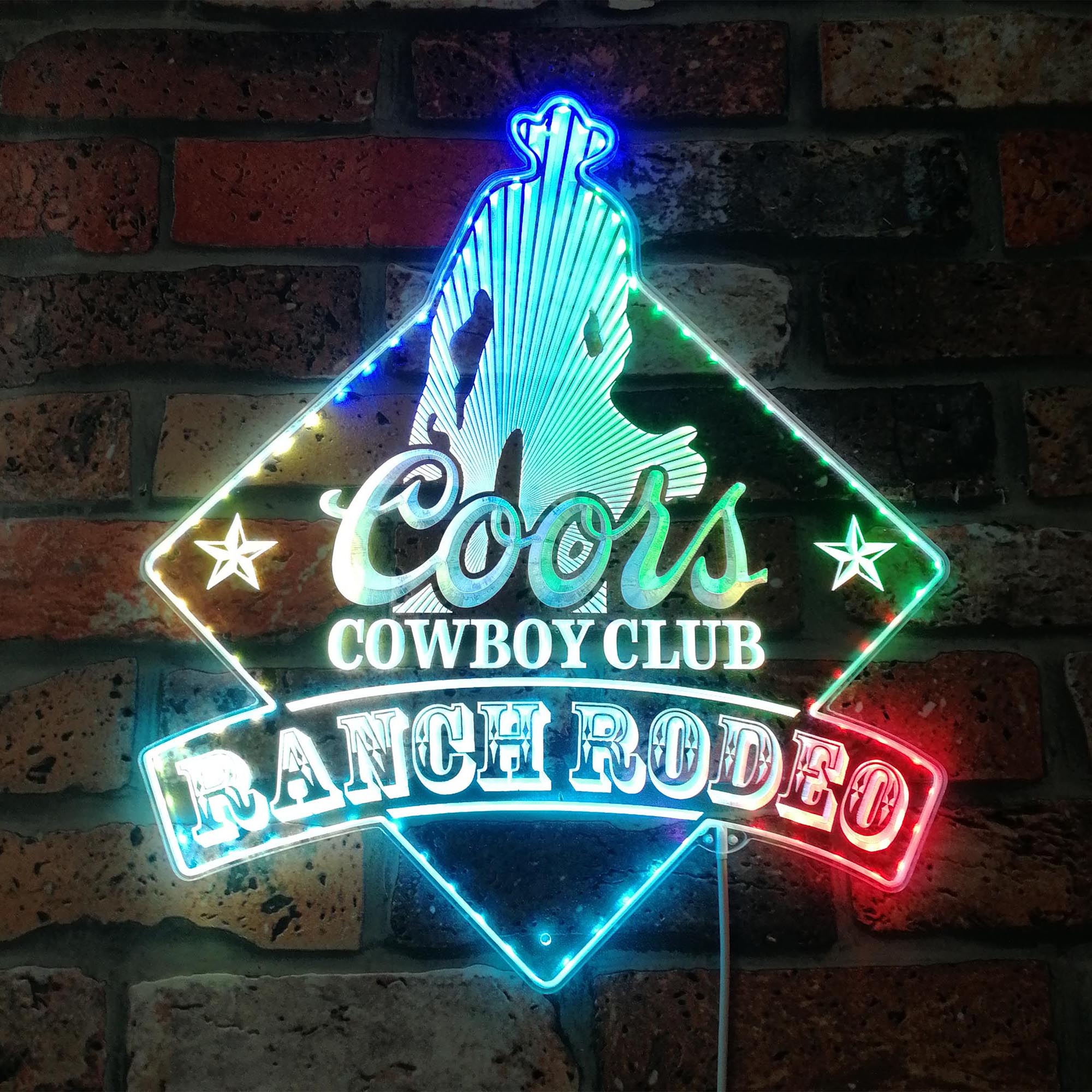 Coors Cowboy Club Ranch Rodeo Dynamic RGB Edge Lit LED Sign