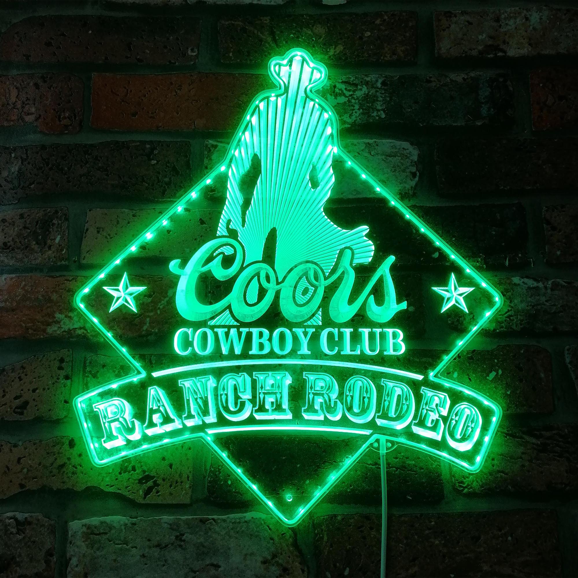 Mirror Sign Rodeo Coors Cowboy Club Ranch Rodeo Dynamic RGB Edge Lit LED Sign | PROLEDSIGN