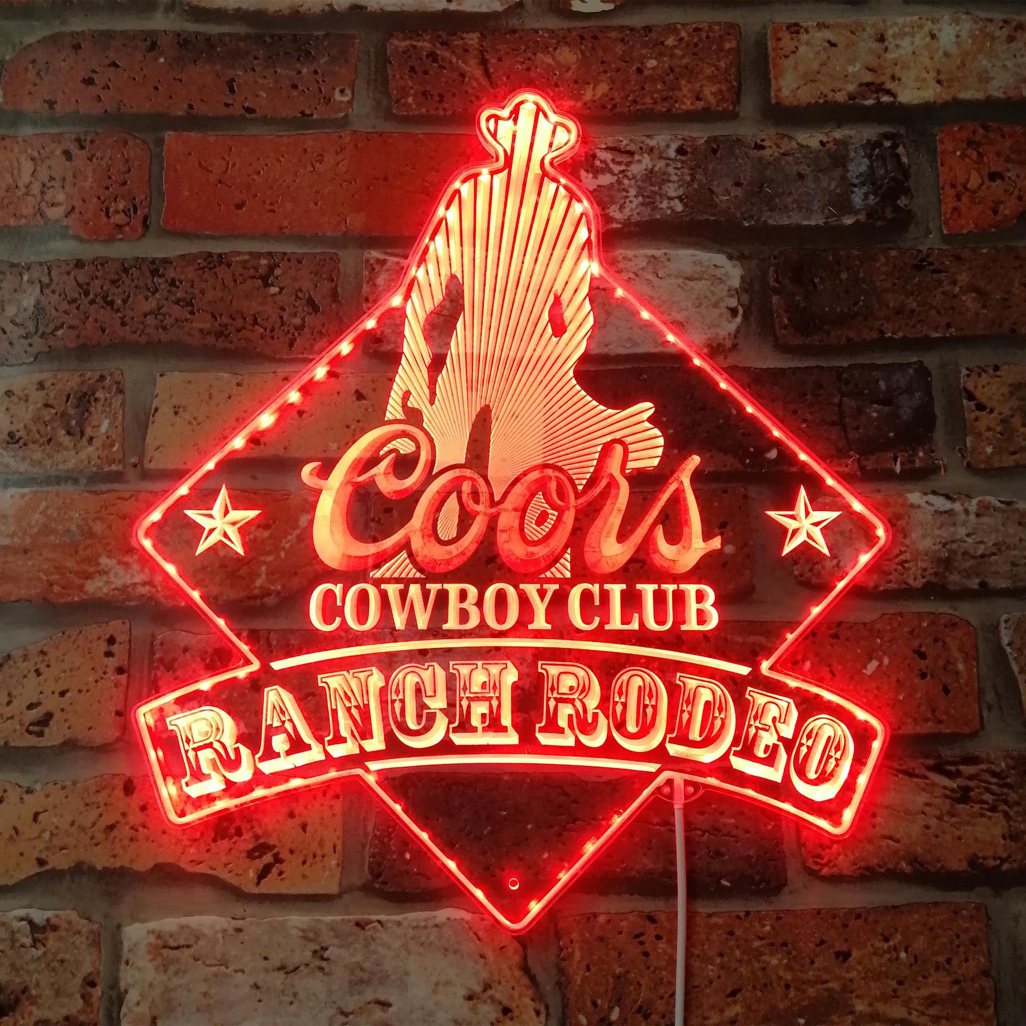 Coors Cowboy Club Ranch Rodeo Dynamic RGB Edge Lit LED Sign