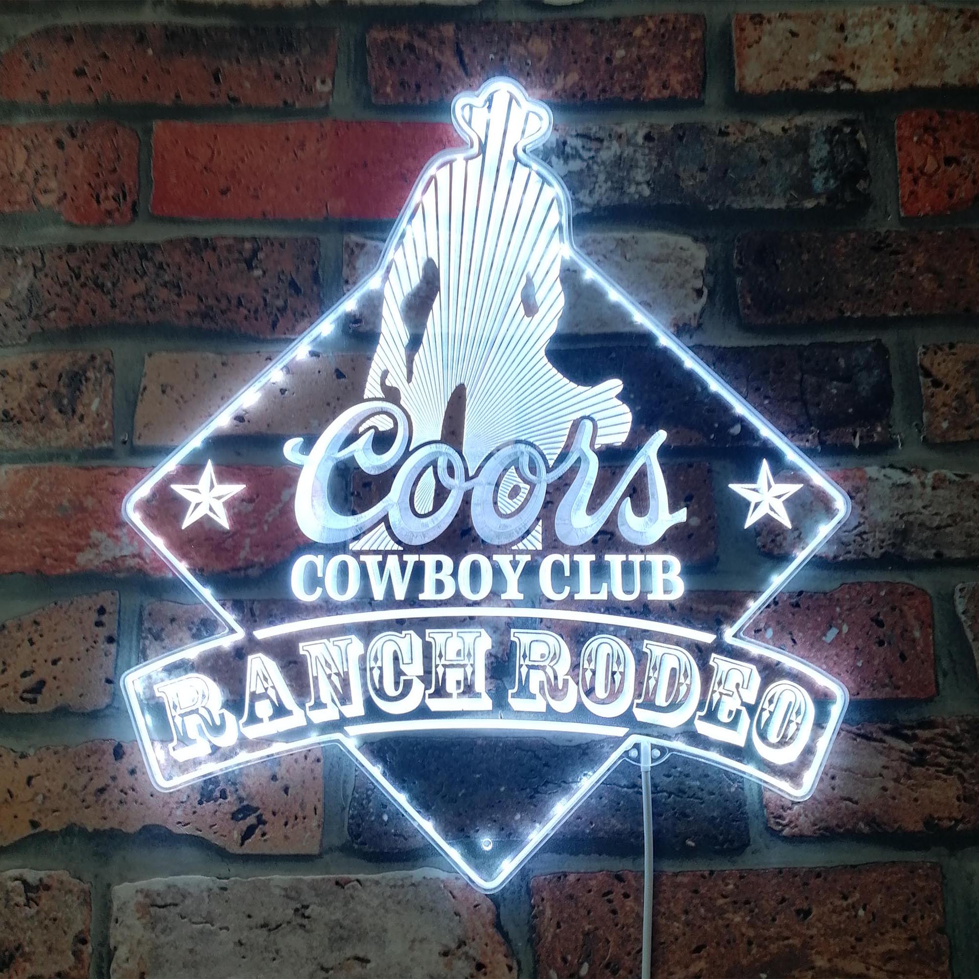 Coors Cowboy Club Ranch Rodeo Dynamic RGB Edge Lit LED Sign