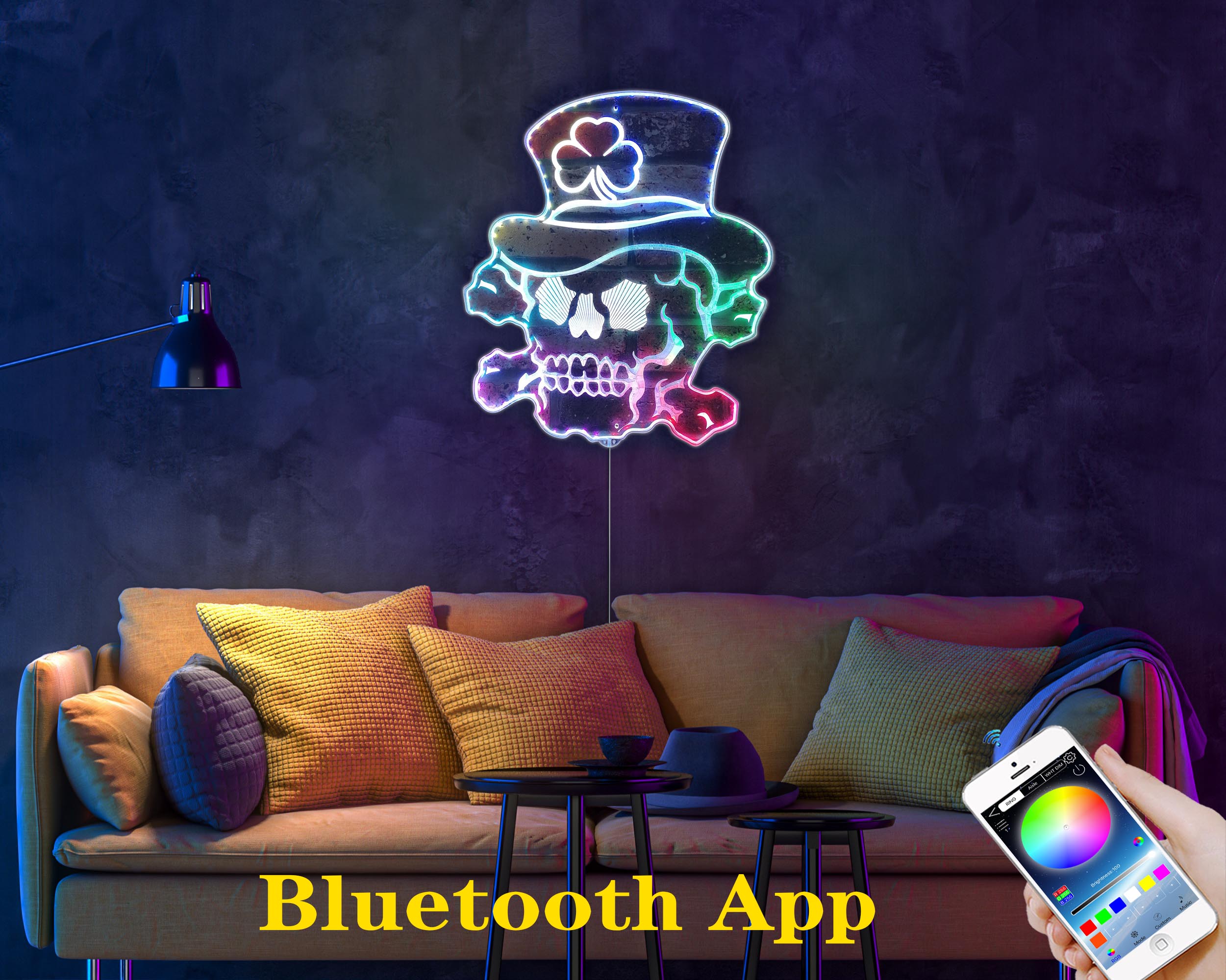 Irish Sugar Skull Dynamic RGB Edge Lit LED Sign