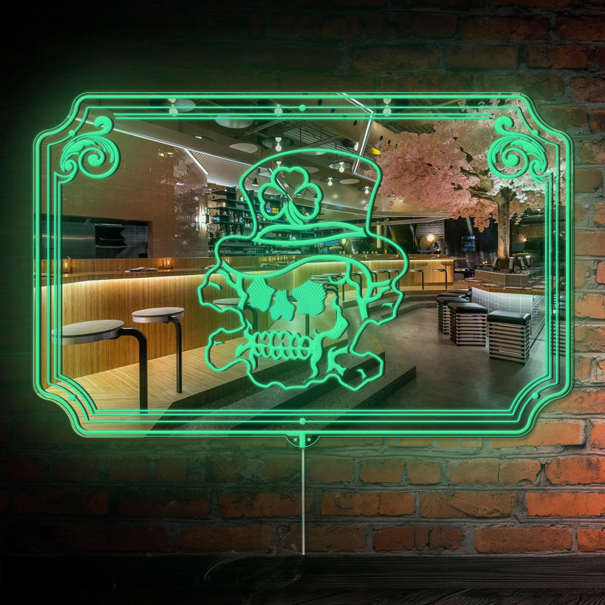Irish Sugar Skull RGB LED Neon Sign with Elegant Mirror Backing ...