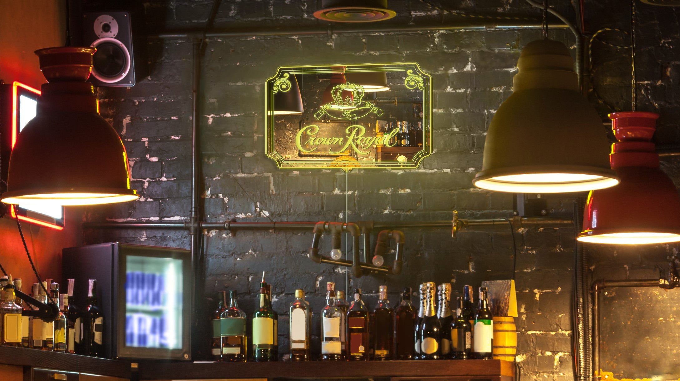 Crown Royal RGB LED Neon Sign with Elegant Mirror Backing