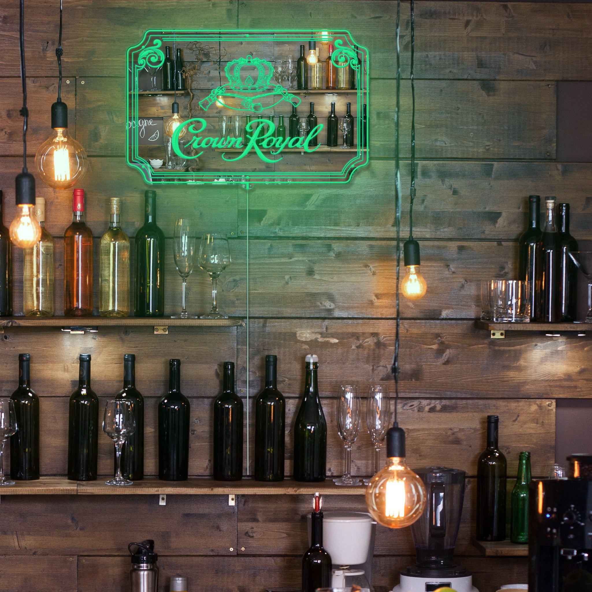 Crown Royal RGB LED Neon Sign with Elegant Mirror Backing