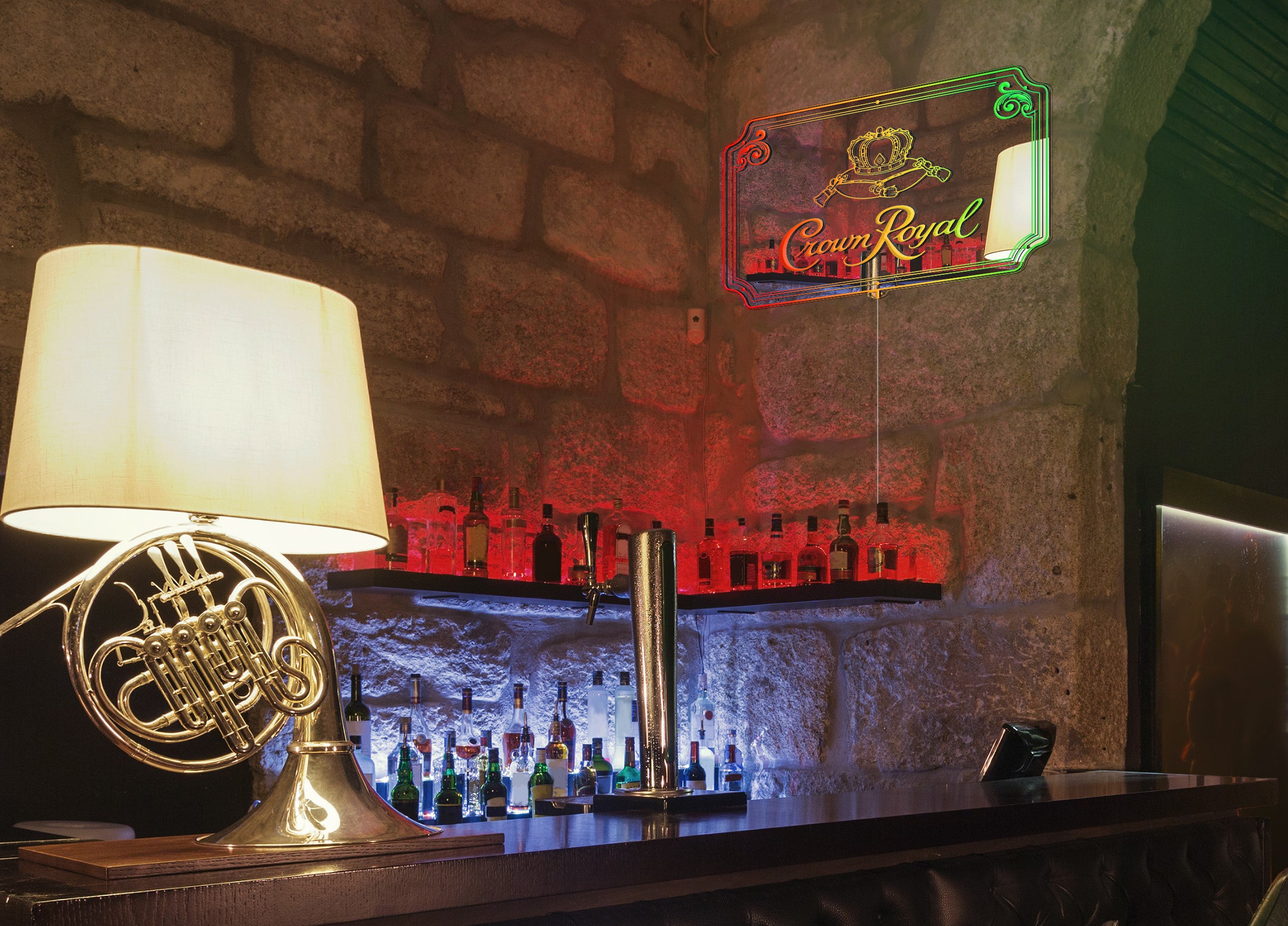 Crown Royal RGB LED Neon Sign with Elegant Mirror Backing