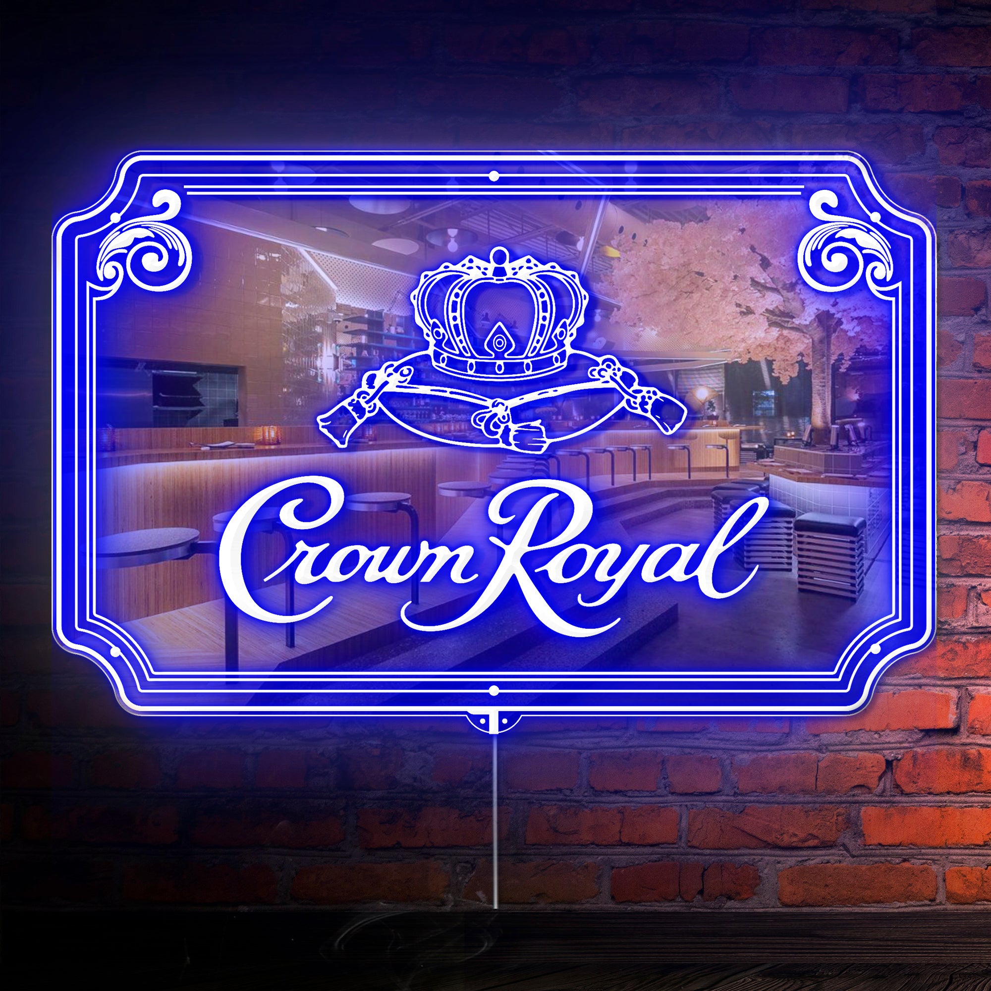 Crown Royal RGB LED Neon Sign with Elegant Mirror Backing