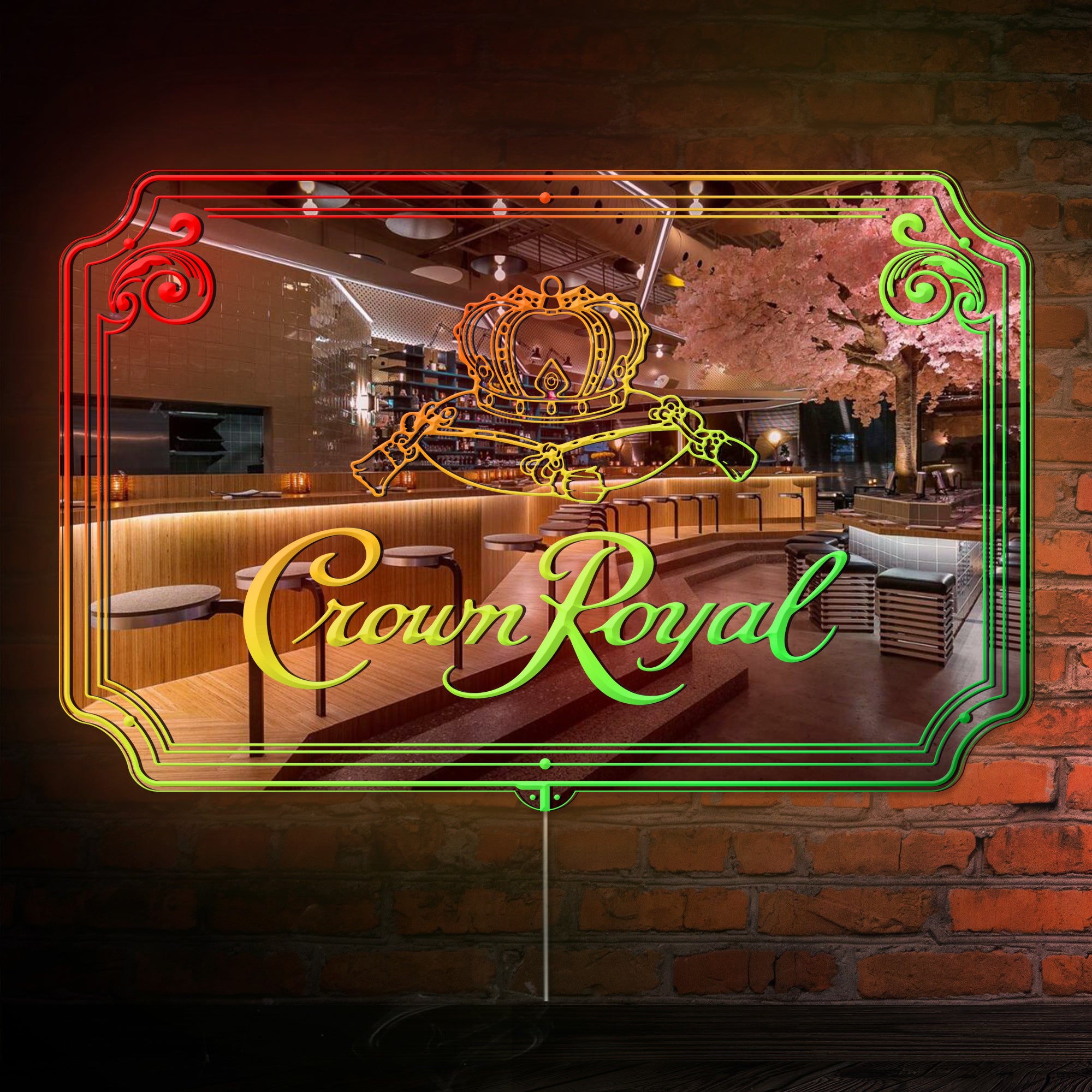 Crown Royal RGB LED Neon Sign with Elegant Mirror Backing