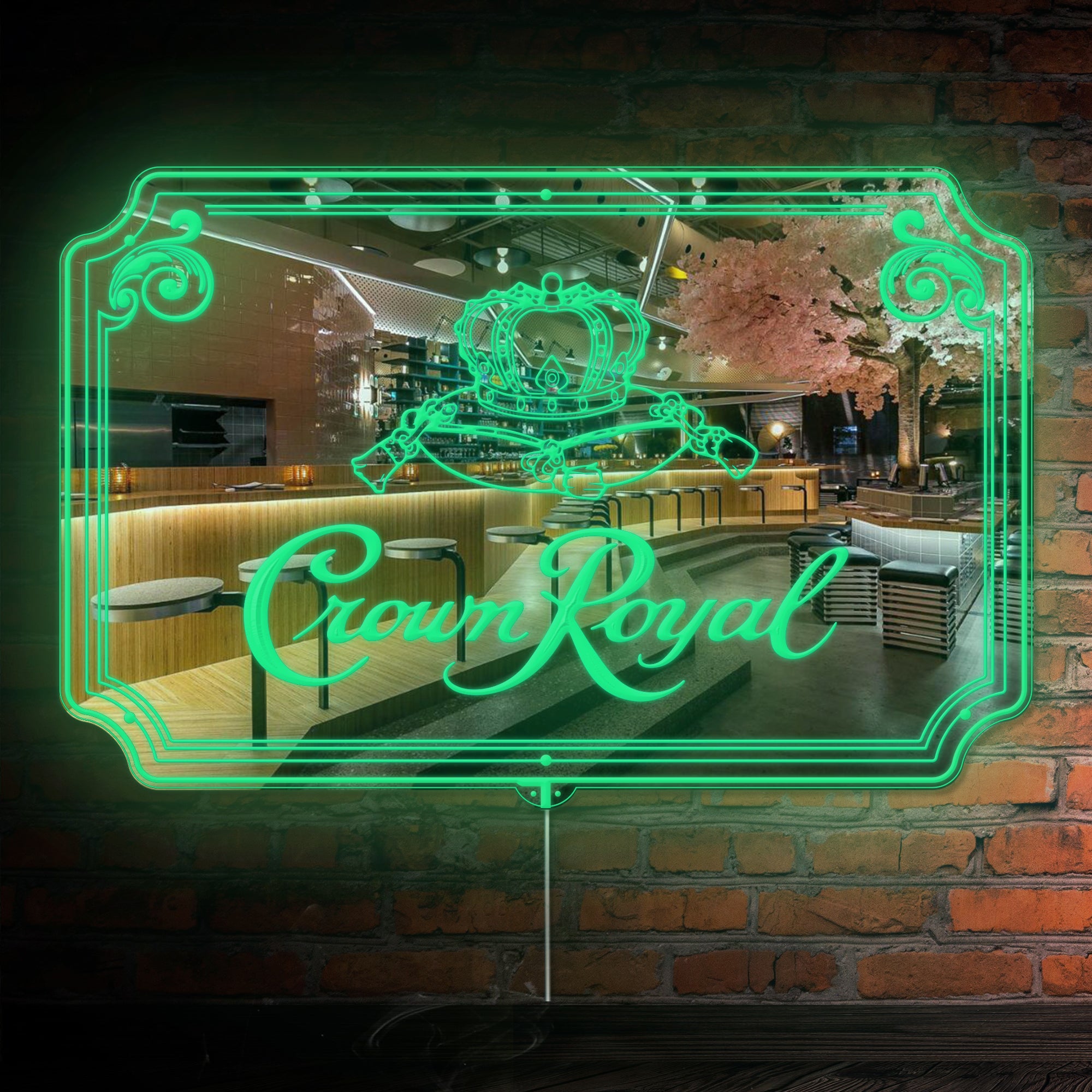 Crown Royal RGB LED Neon Sign with Elegant Mirror Backing