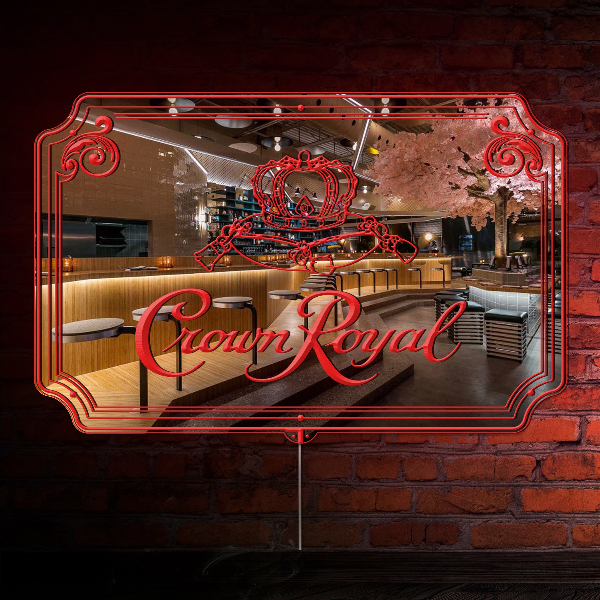Crown Royal RGB LED Neon Sign with Elegant Mirror Backing