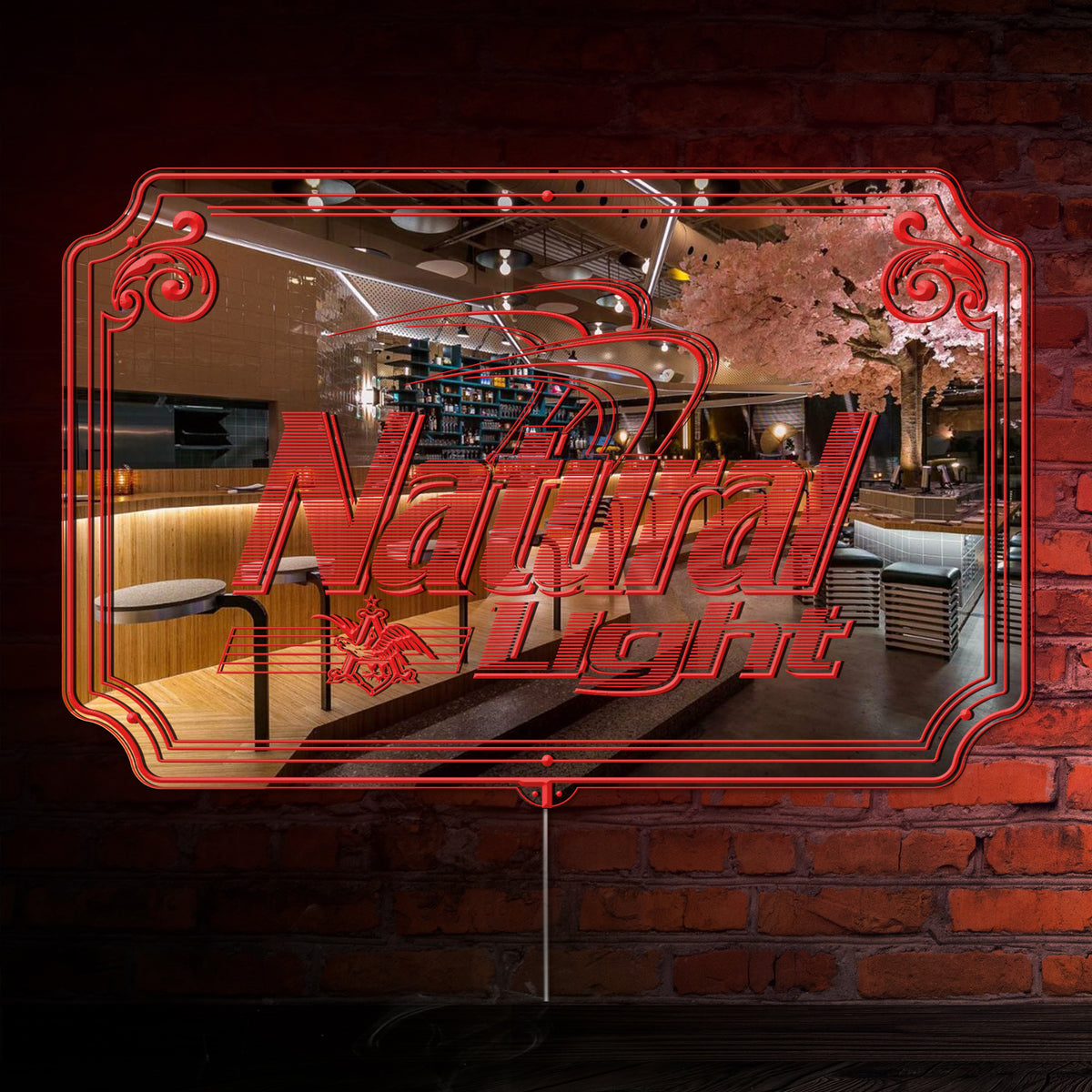 natural light beer RGB LED Neon Sign with Elegant Mirror Backing ...