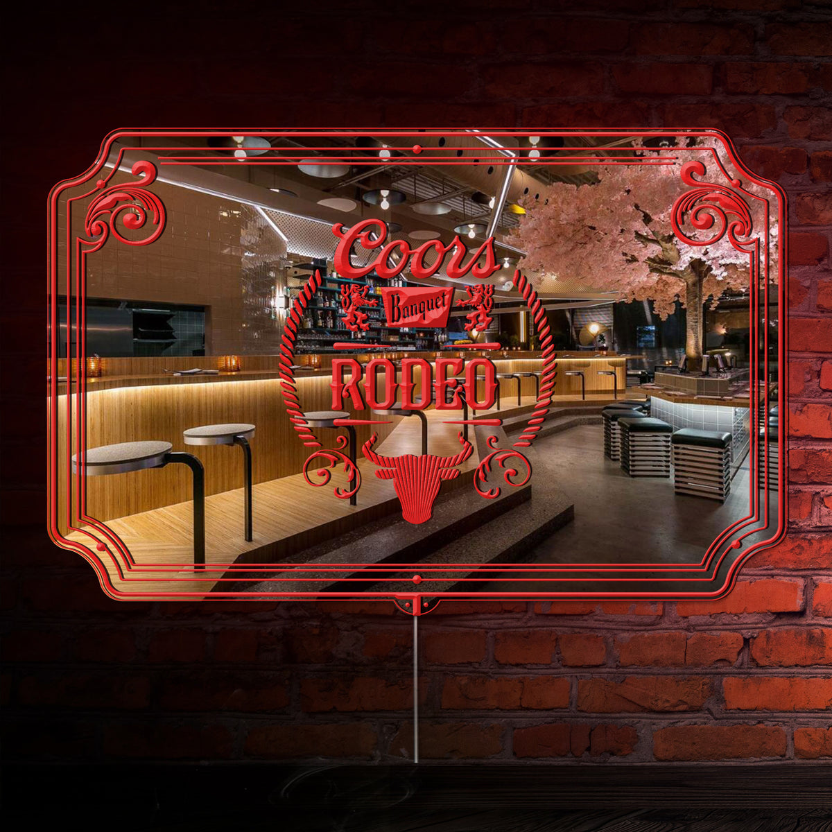 Retro Banquet Coors Rodeo RGB LED Neon Sign with Elegant Mirror Backing ...