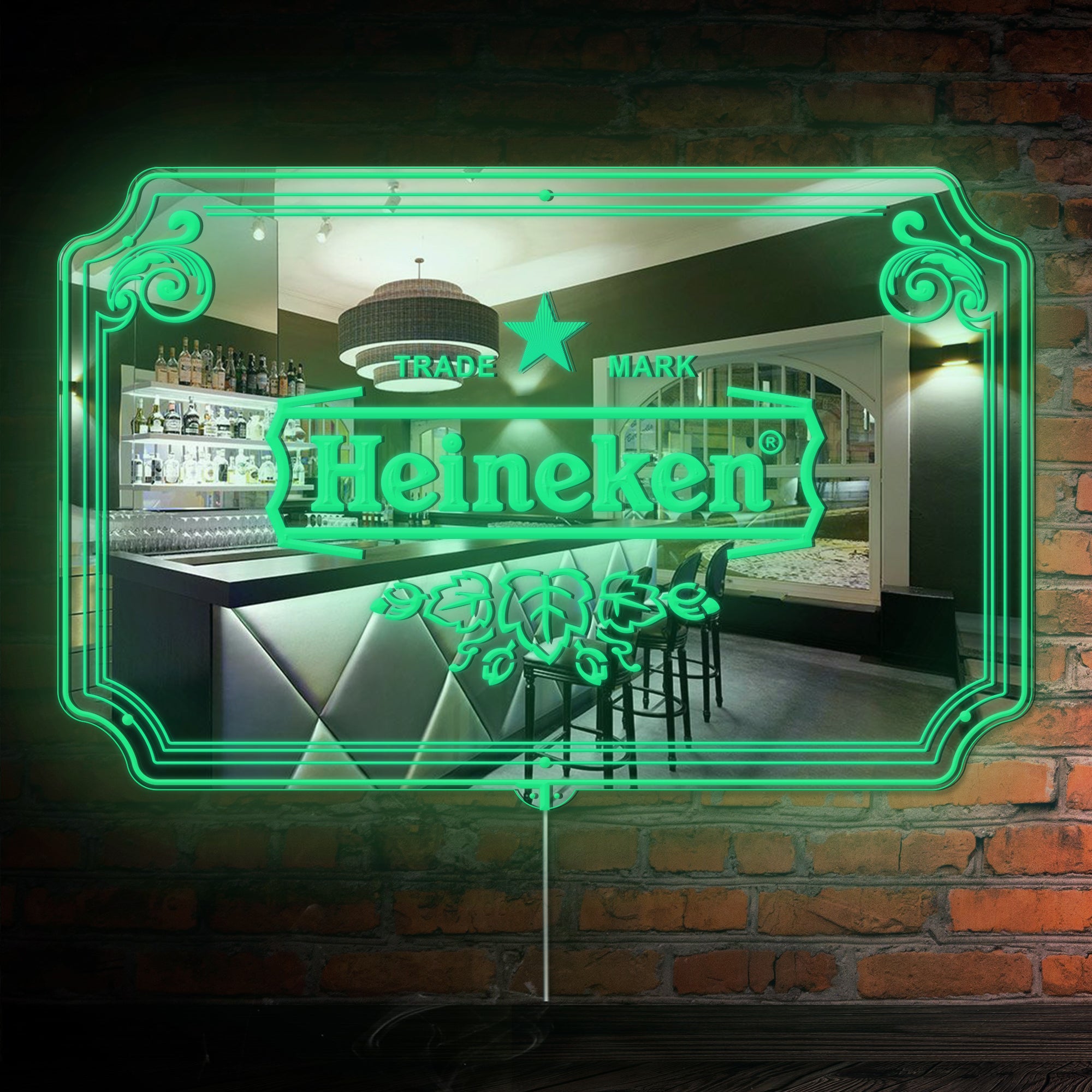 Heineken RGB LED Neon Sign with Elegant Mirror Backing