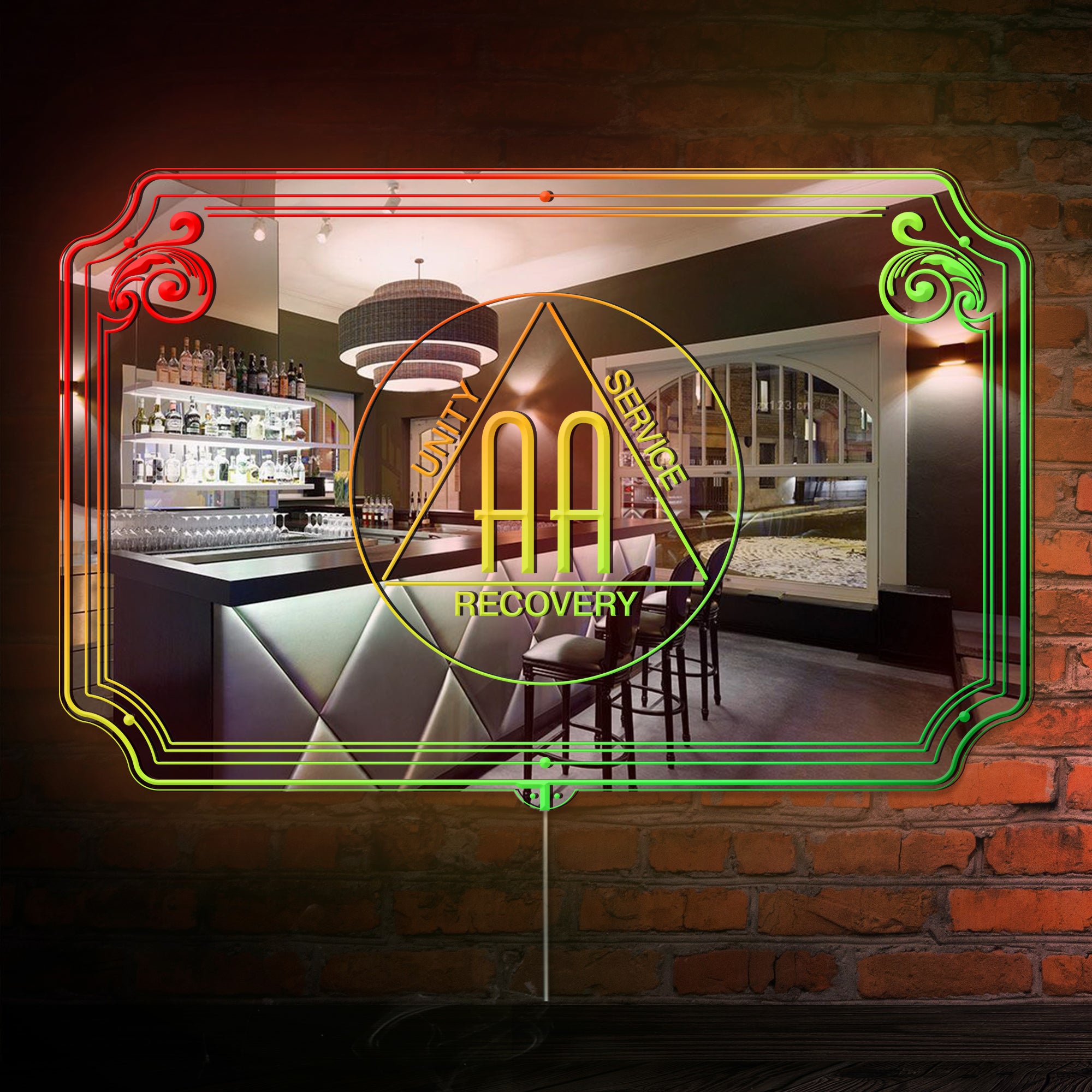 Alcoholics Anonymous RGB LED Neon Sign with Elegant Mirror Backing ...
